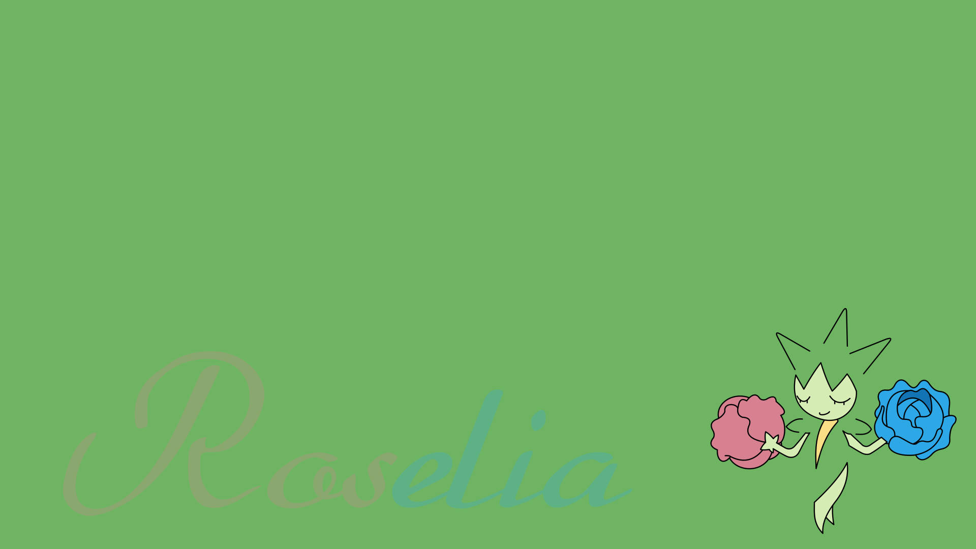 พื้นหลังสีเขียว Roselia พร้อมชื่อ วอลเปเปอร์