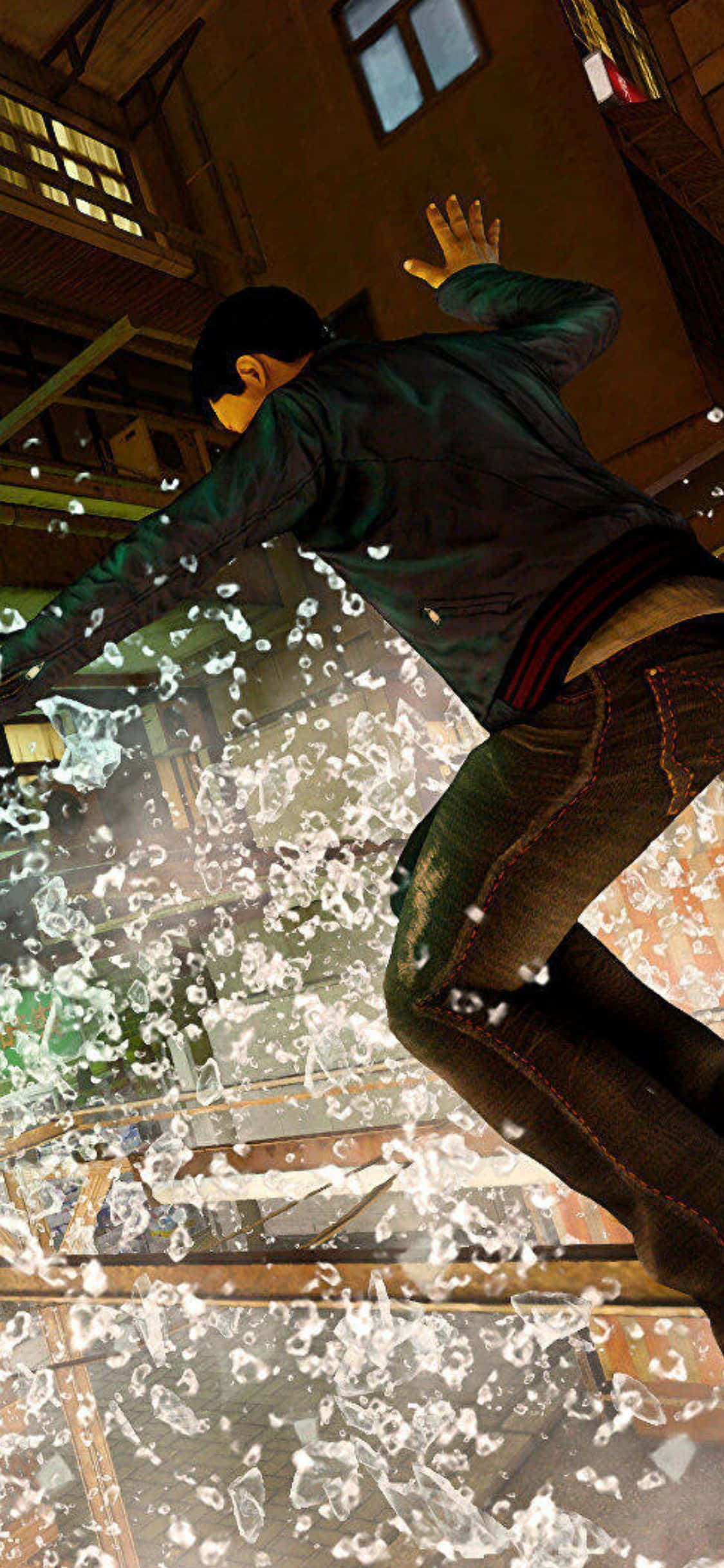 พื้นหลังหลังคากระจกเกม Sleeping Dogs สำหรับ iPhone Xs วอลเปเปอร์