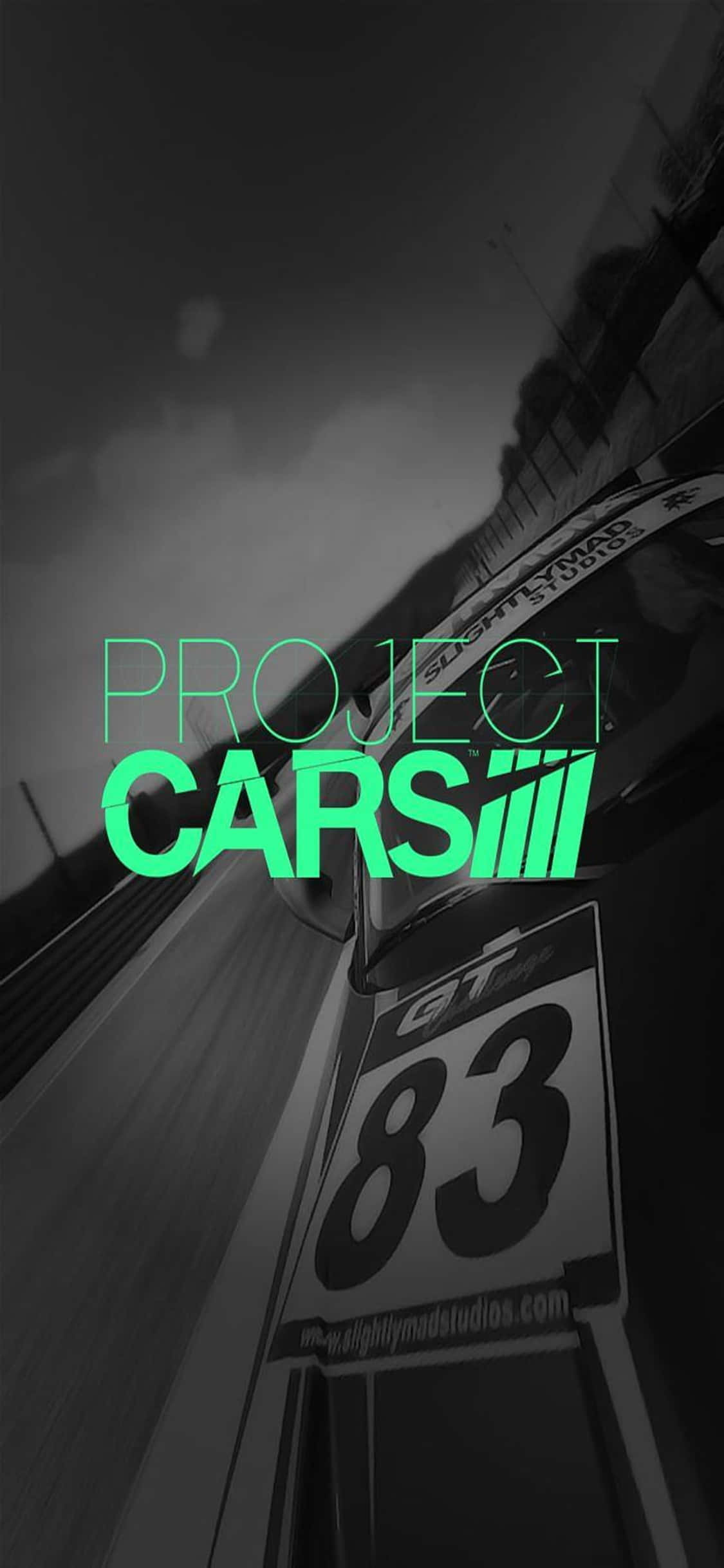 พื้นหลังเกม Project Cars สำหรับ iPhone X โปสเตอร์ชื่อเกมสีเขียว วอลเปเปอร์