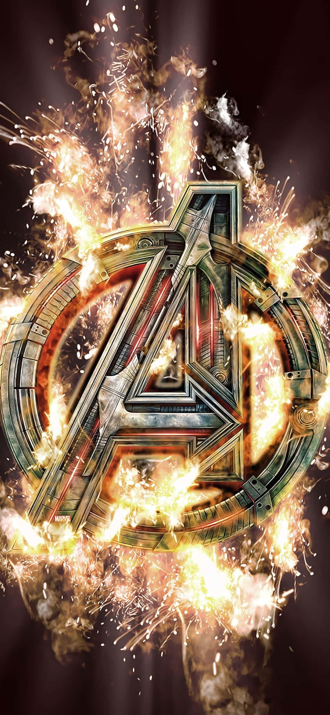 พื้นหลังโลโก้ Avengers สุดเมทัลลิกสำหรับ iPhone XS วอลเปเปอร์