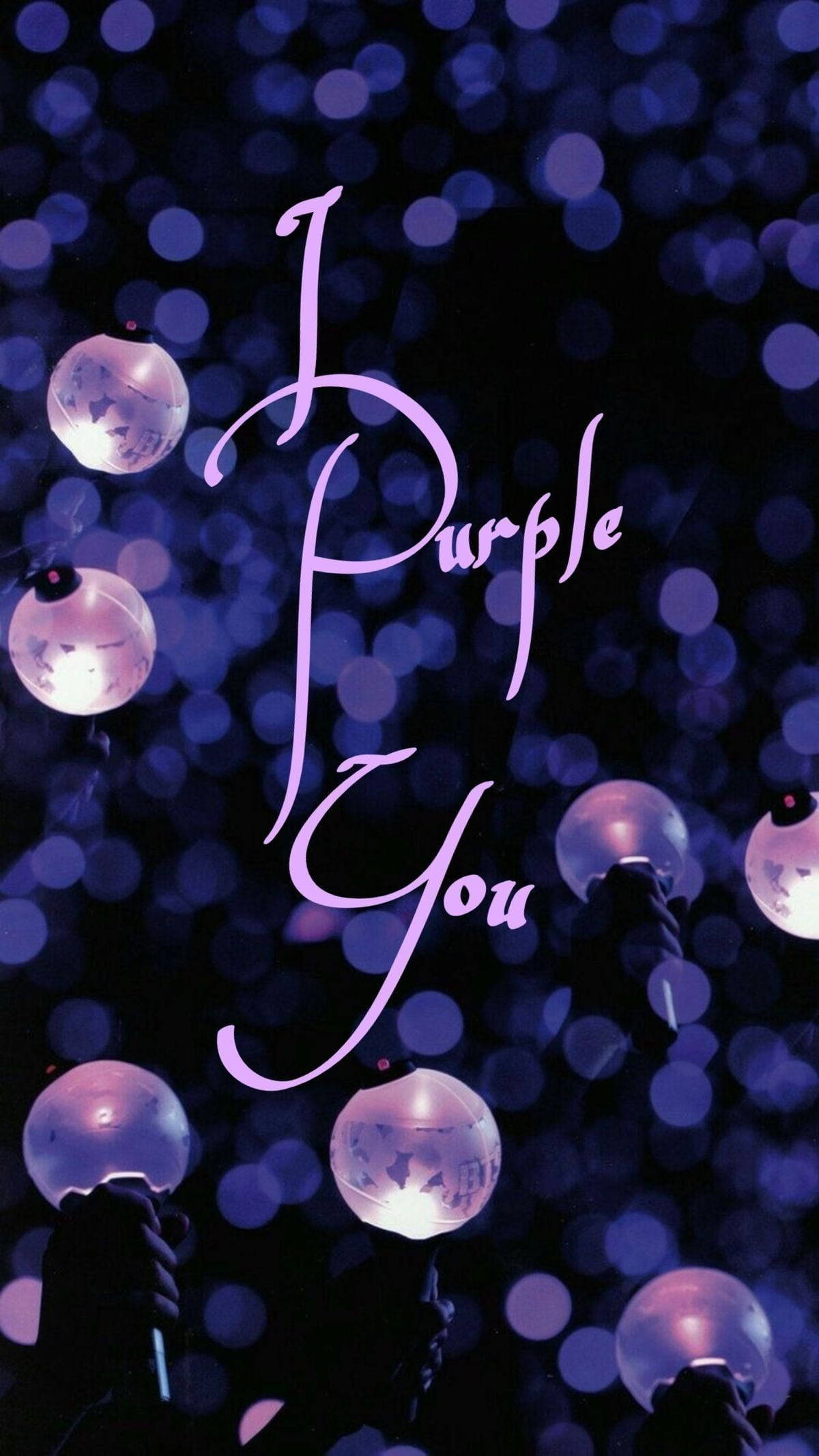 พื้นหลังไม้กายสิทธิ์ BTS กับข้อความ I Purple You วอลเปเปอร์