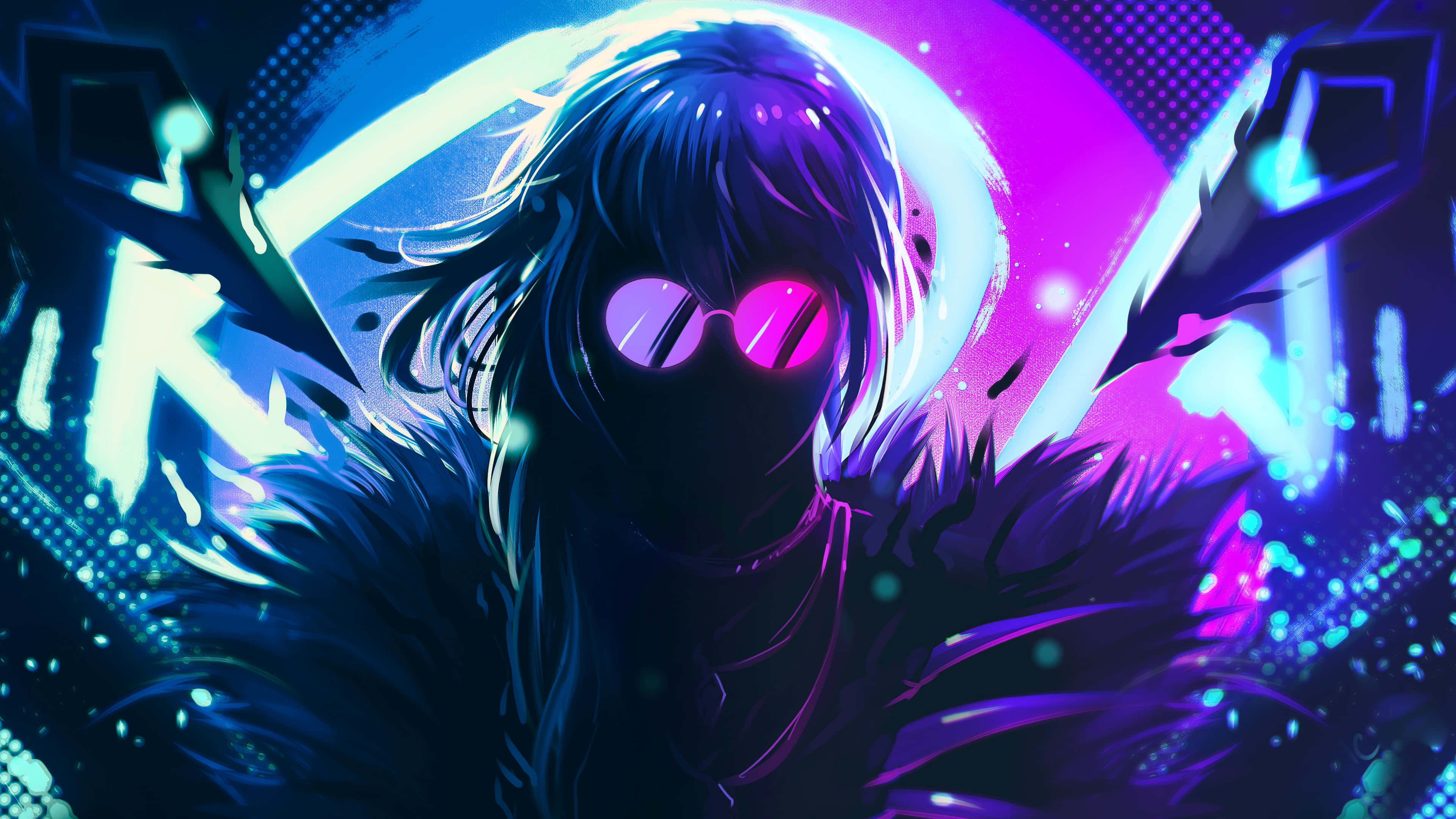 ภาพ Evelynn สีฟ้าและม่วงนีออนเท่ ๆ จาก League of Legends วอลเปเปอร์