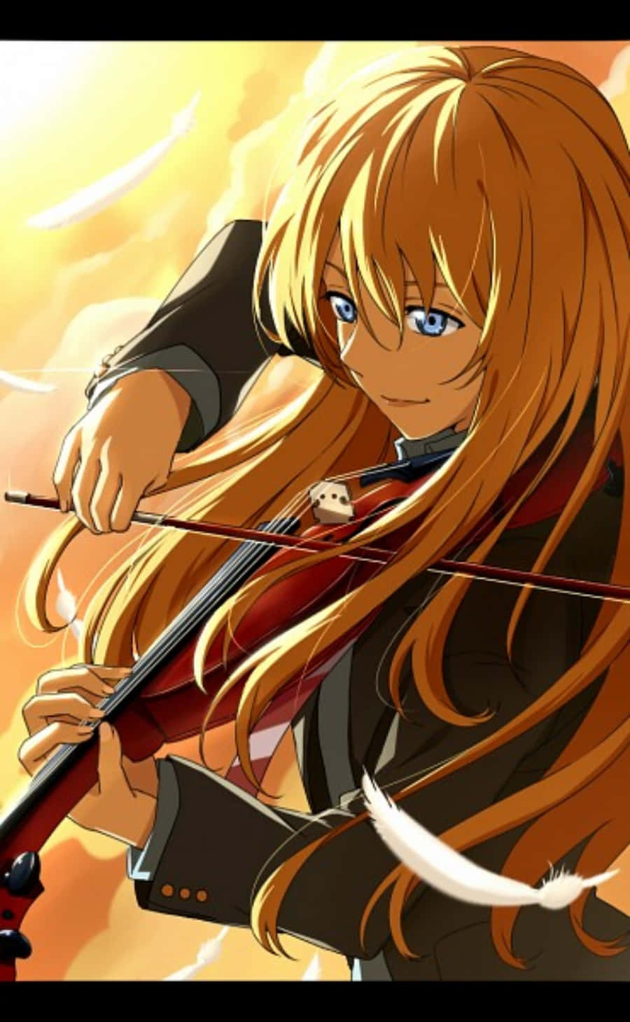 ภาพ Kaori เล่นไวโอลิน Your Lie In April iPhone วอลเปเปอร์