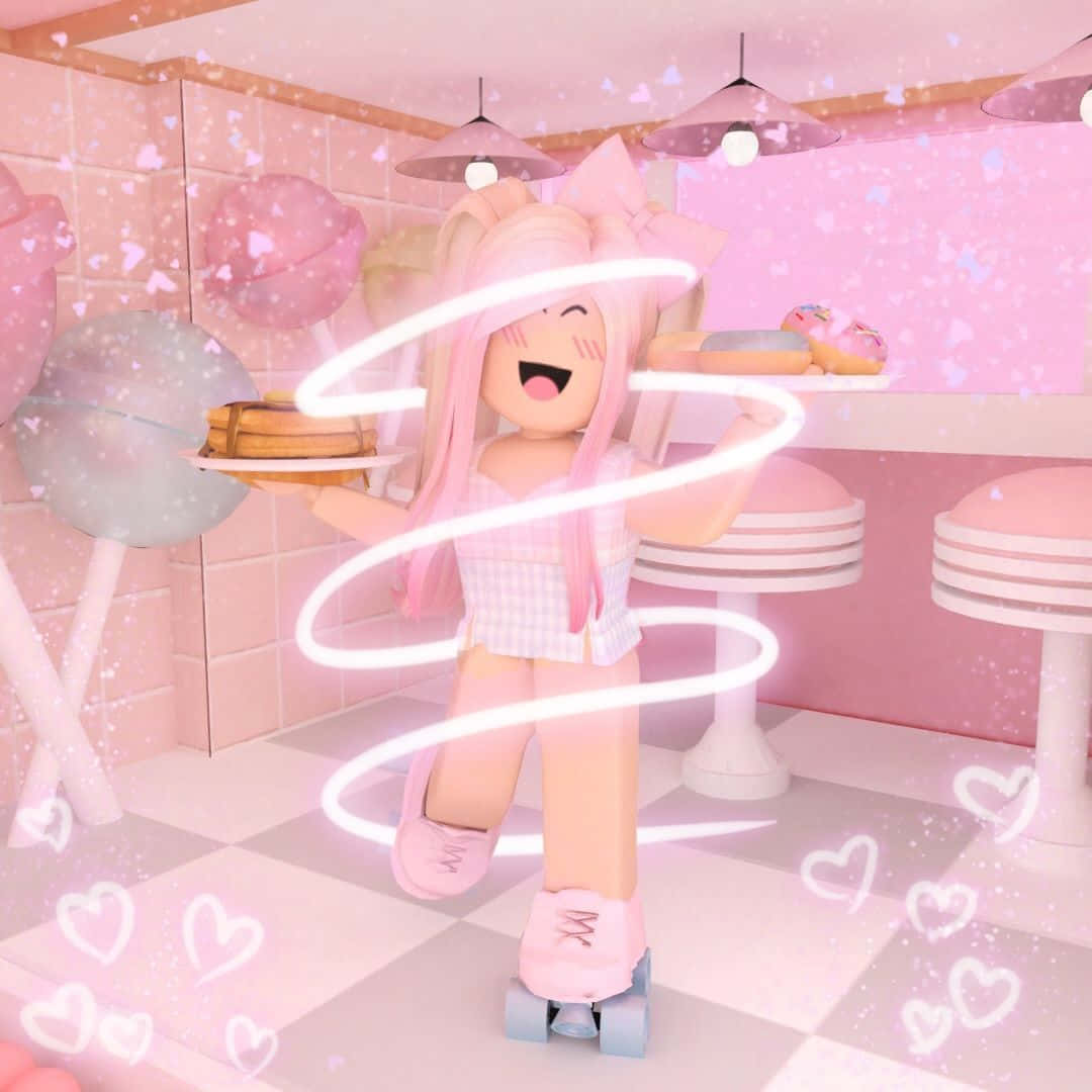 ภาพ Roblox สาวสีชมพูสไตล์สวย วอลเปเปอร์