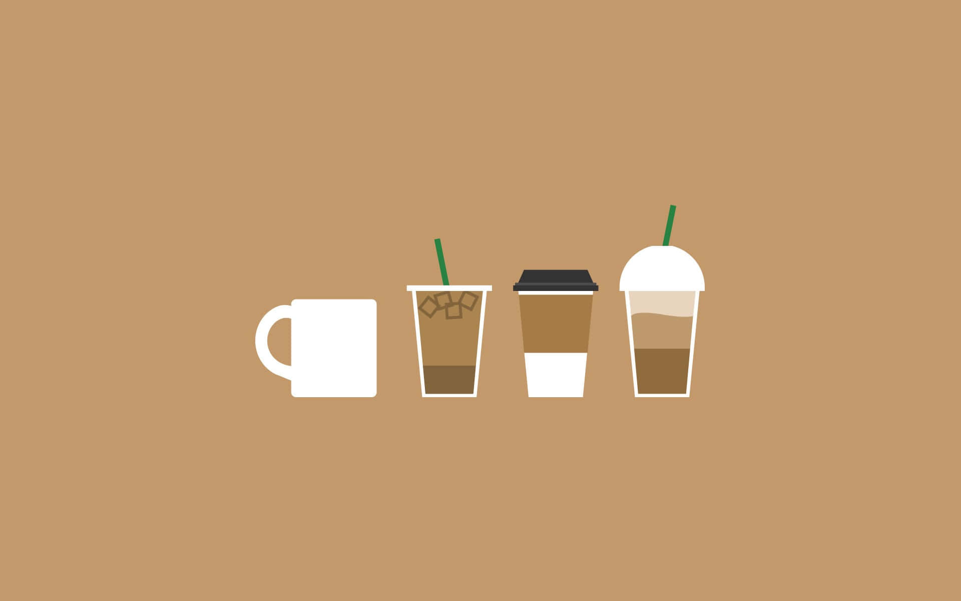 ภาพกาแฟการ์ตูนสวยงามเรียบง่าย วอลเปเปอร์