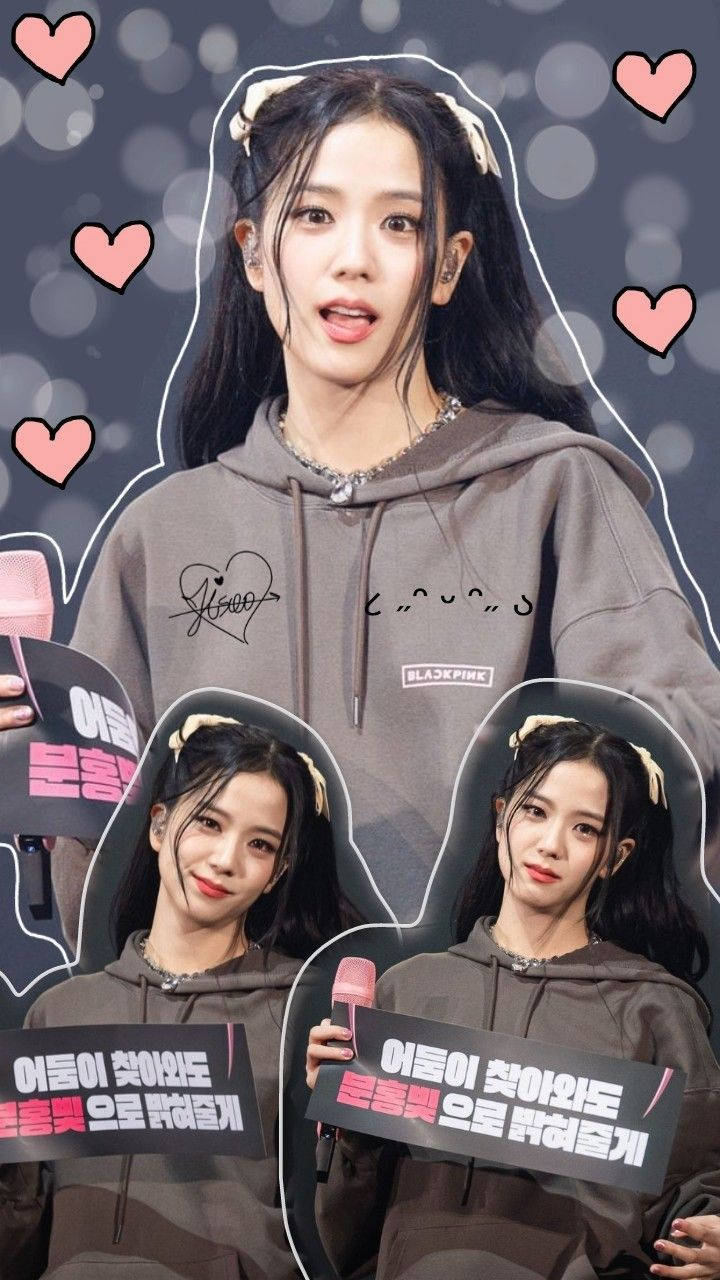 ภาพคัตเอาท์จีซู แบล็คพิ้งค์ สไตล์เอสเธติก วอลเปเปอร์
