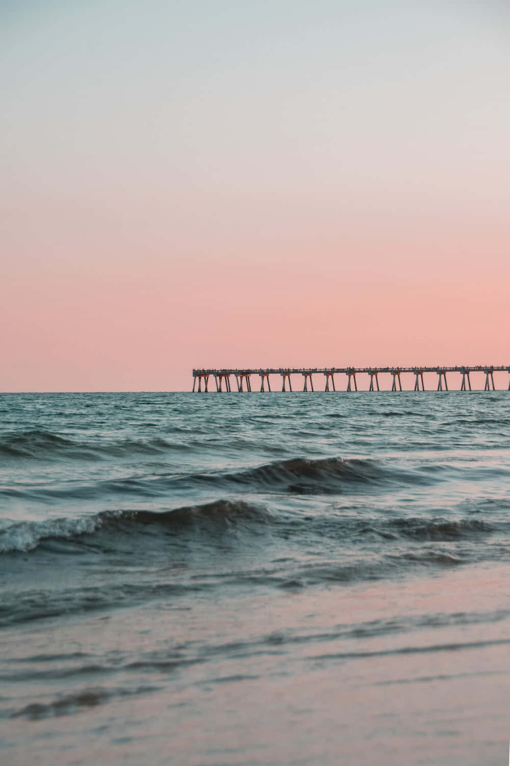 ภาพชายหาดสวยงามท้องฟ้าสีชมพู วอลเปเปอร์