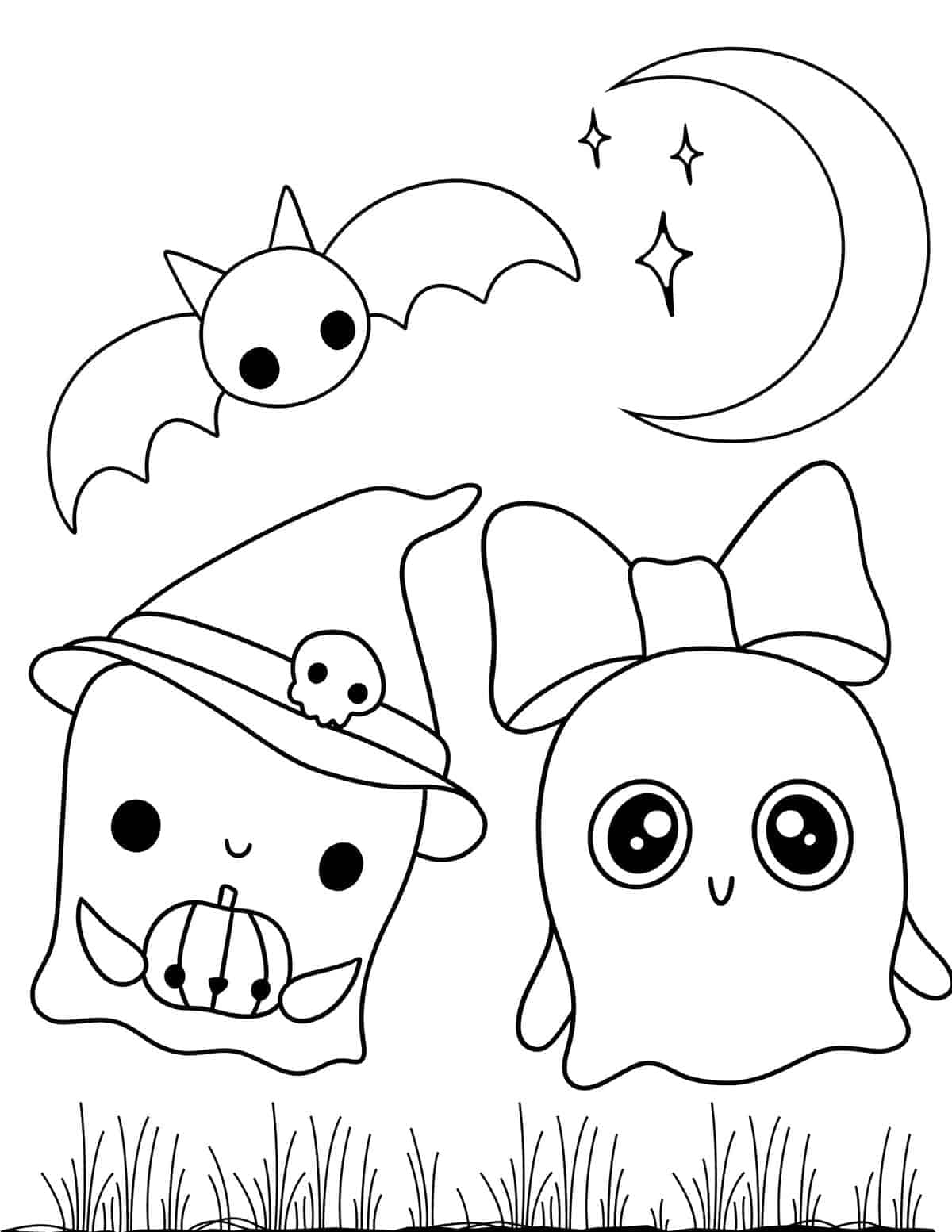 ภาพผีน้อยน่ารักสำหรับระบายสีฮาโลวีน วอลเปเปอร์
