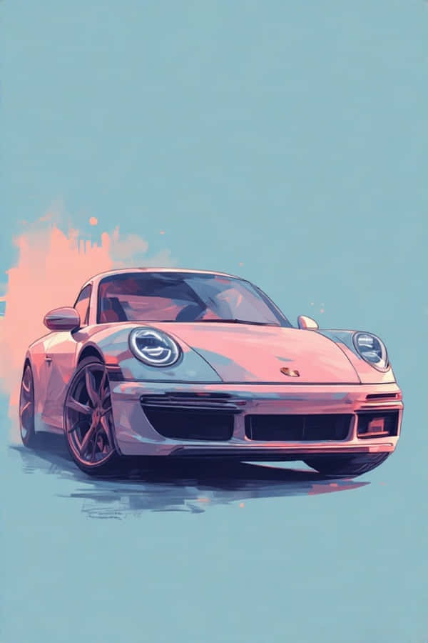 ภาพพอร์ตเทรตพาสเทล Porsche 911 สไตล์มินิมอล หรูหรา 4K วอลเปเปอร์
