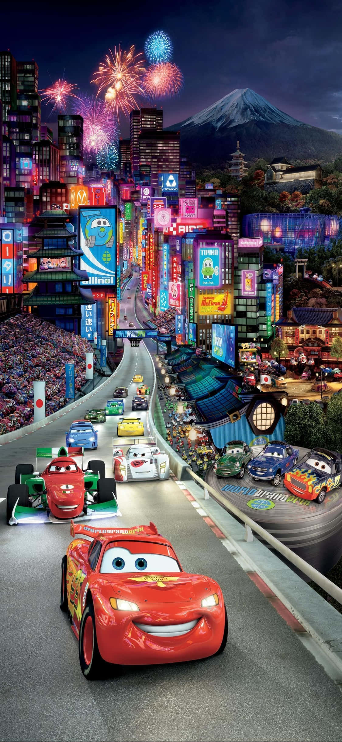 ภาพพื้นหลัง Lightning McQueen ญี่ปุ่น สำหรับ iPhone X จากเรื่อง Cars วอลเปเปอร์