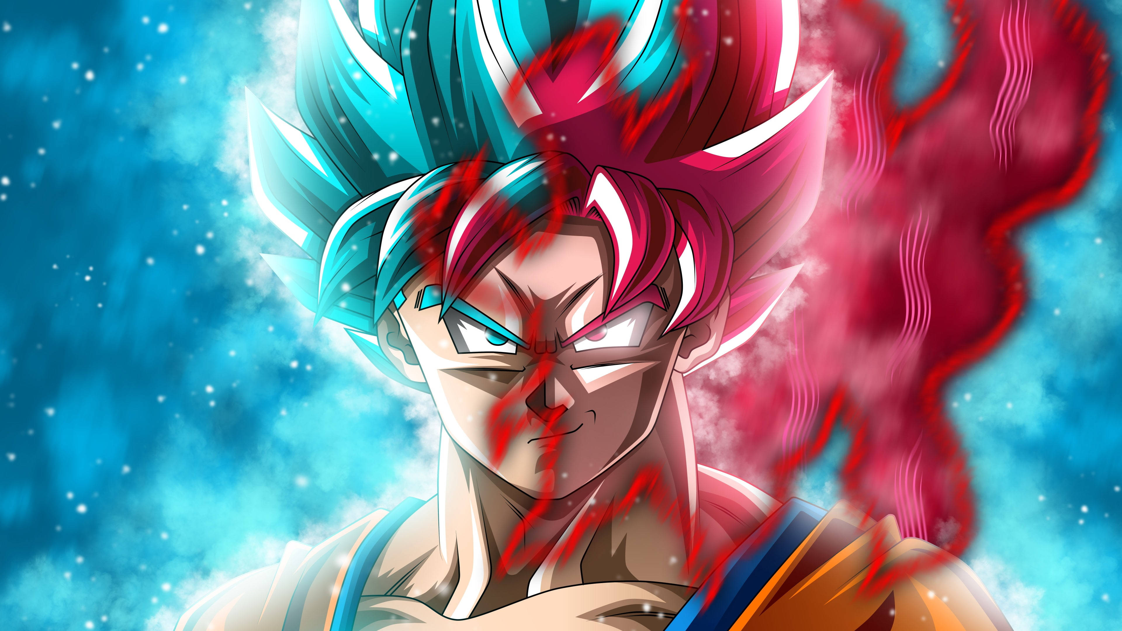 ภาพพื้นหลังGokuผมแดงและฟ้าสุดเจ๋งสำหรับเดสก์ท็อป วอลเปเปอร์