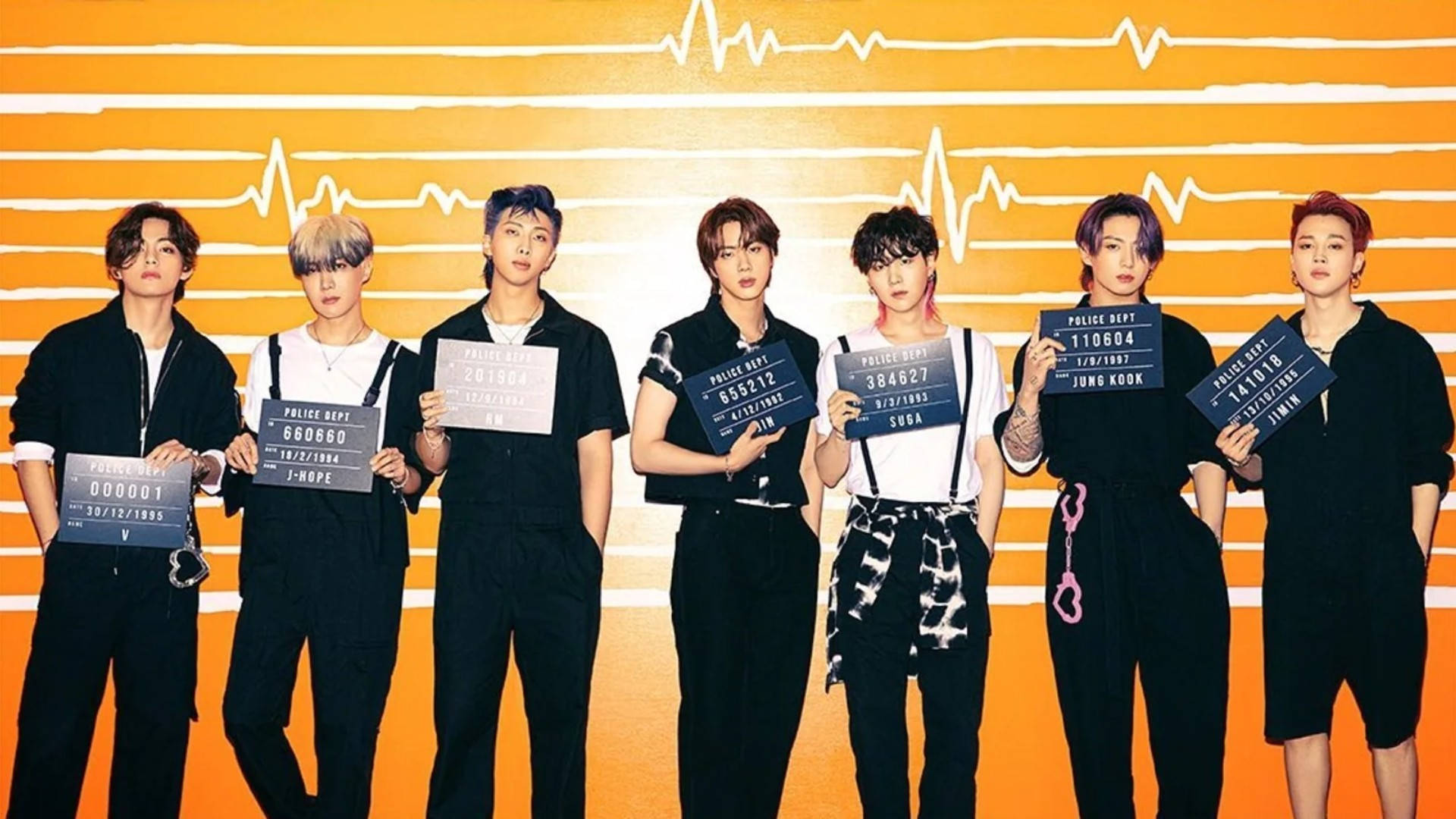 ภาพพื้นหลังเดสก์ท็อป BTS ไลน์อัพลายนิ้วมือ วอลเปเปอร์