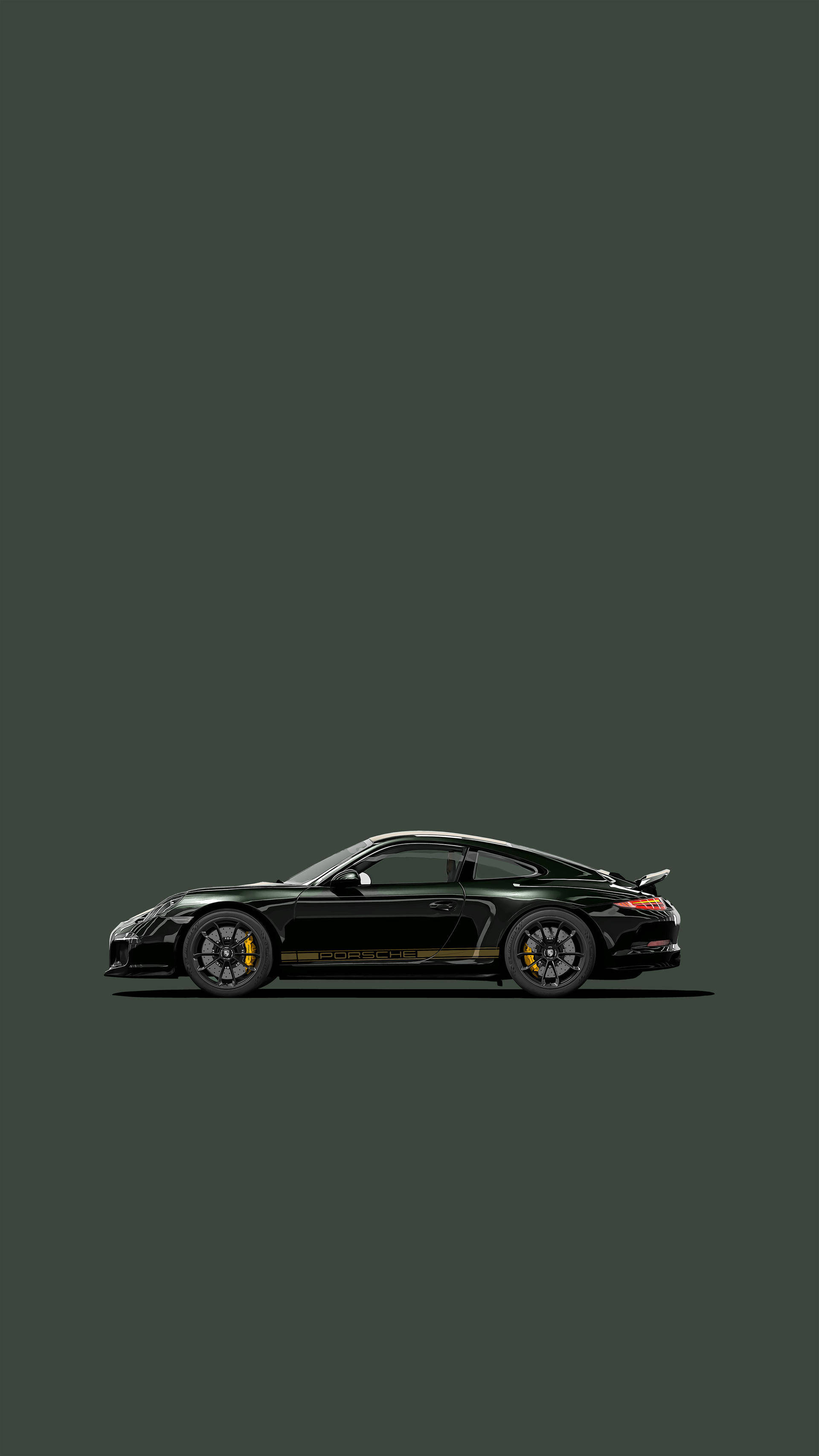 ภาพวาด Porsche 911 สีเขียวเข้ม วอลเปเปอร์