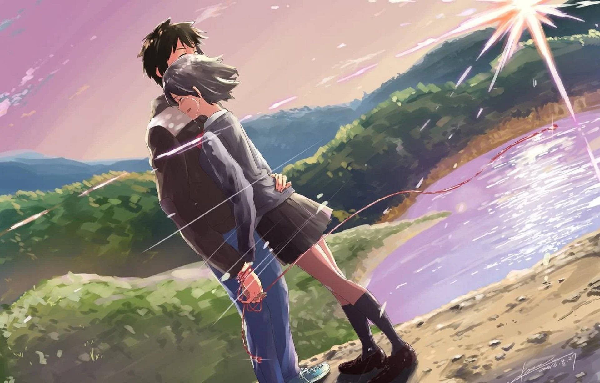 ภาพวาดกอดอนิเมะ วอลเปเปอร์