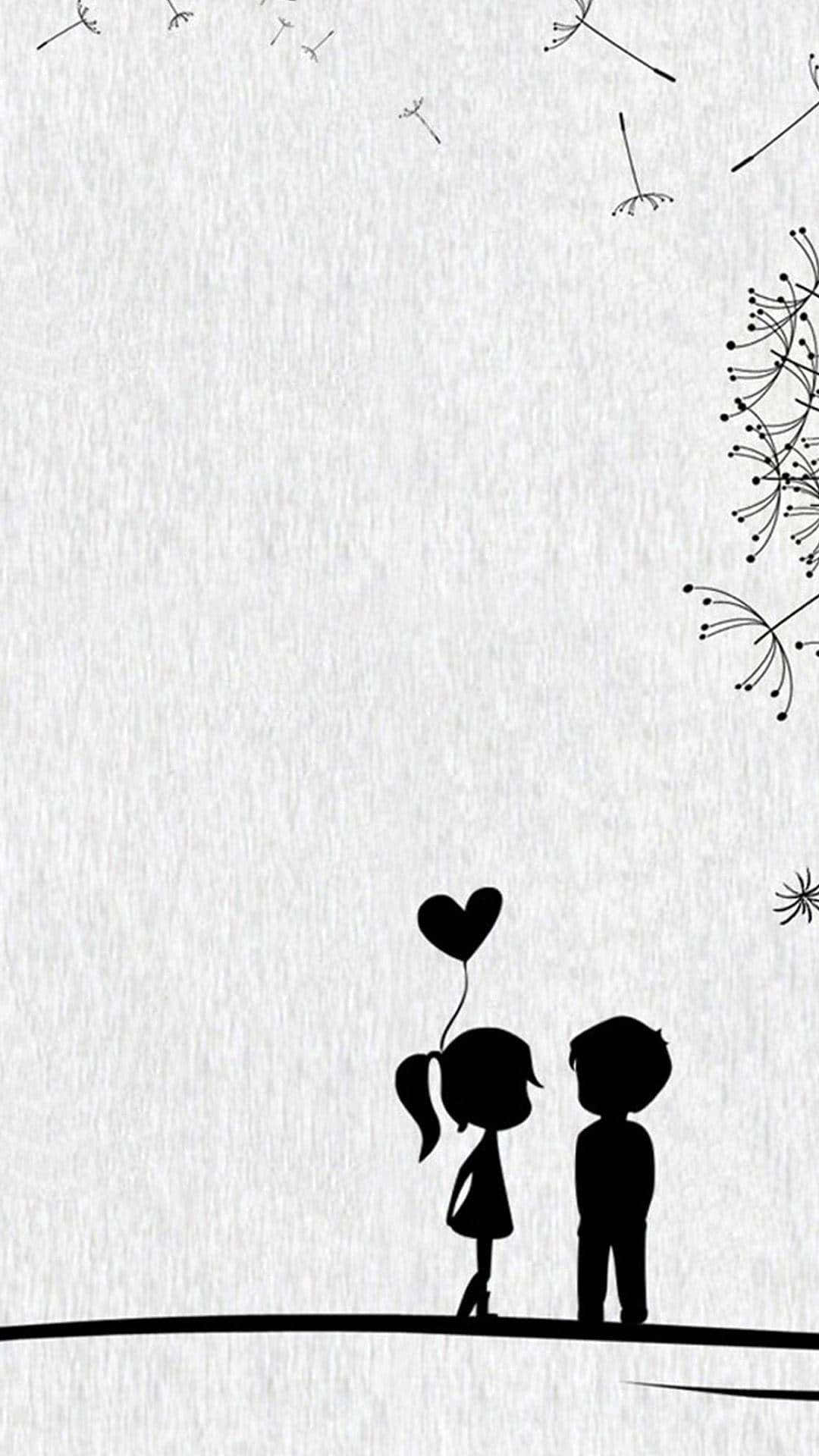 ภาพวาดคู่รักน่ารัก วอลเปเปอร์
