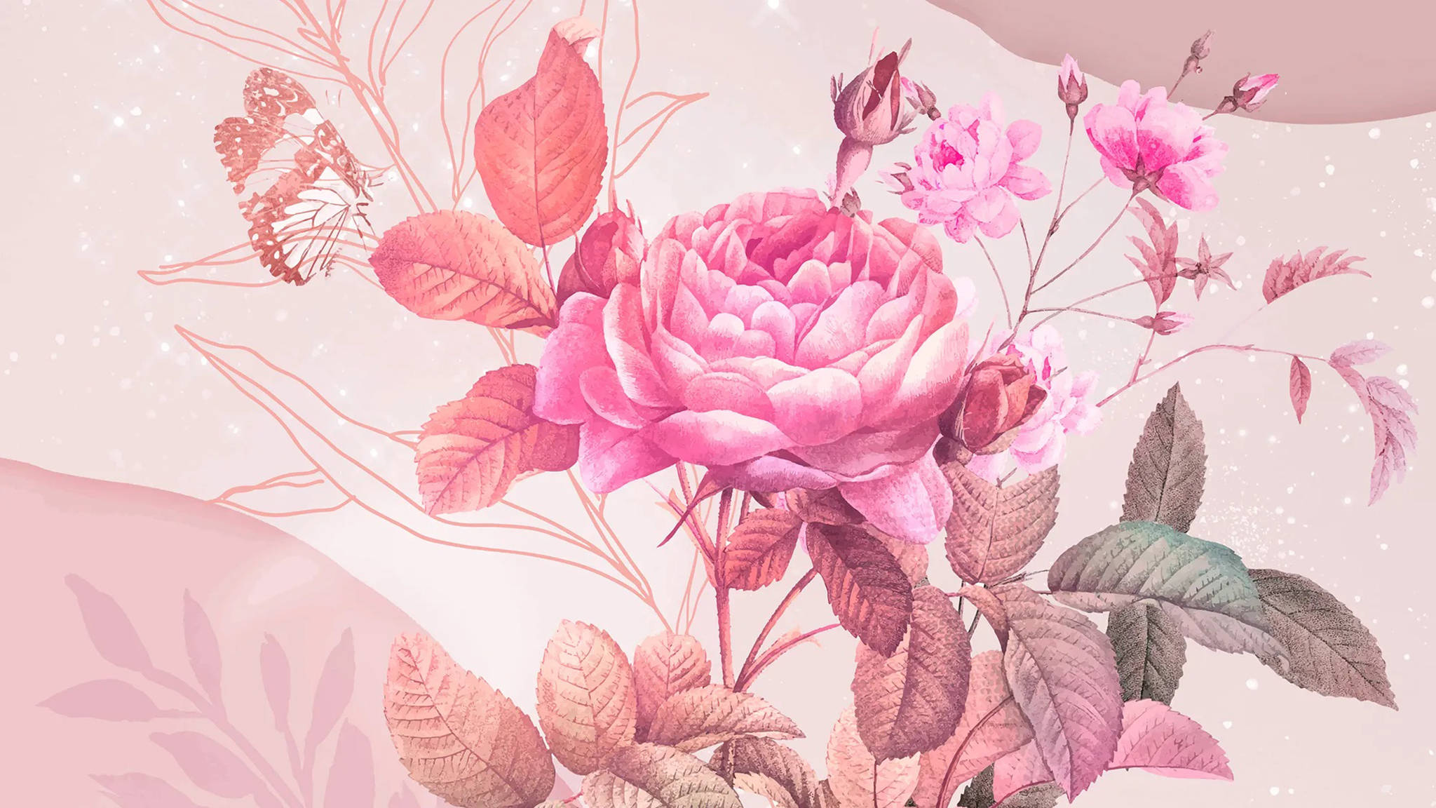 ภาพวาดดอกกุหลาบสวยงามสำหรับเดสก์ท็อป วอลเปเปอร์