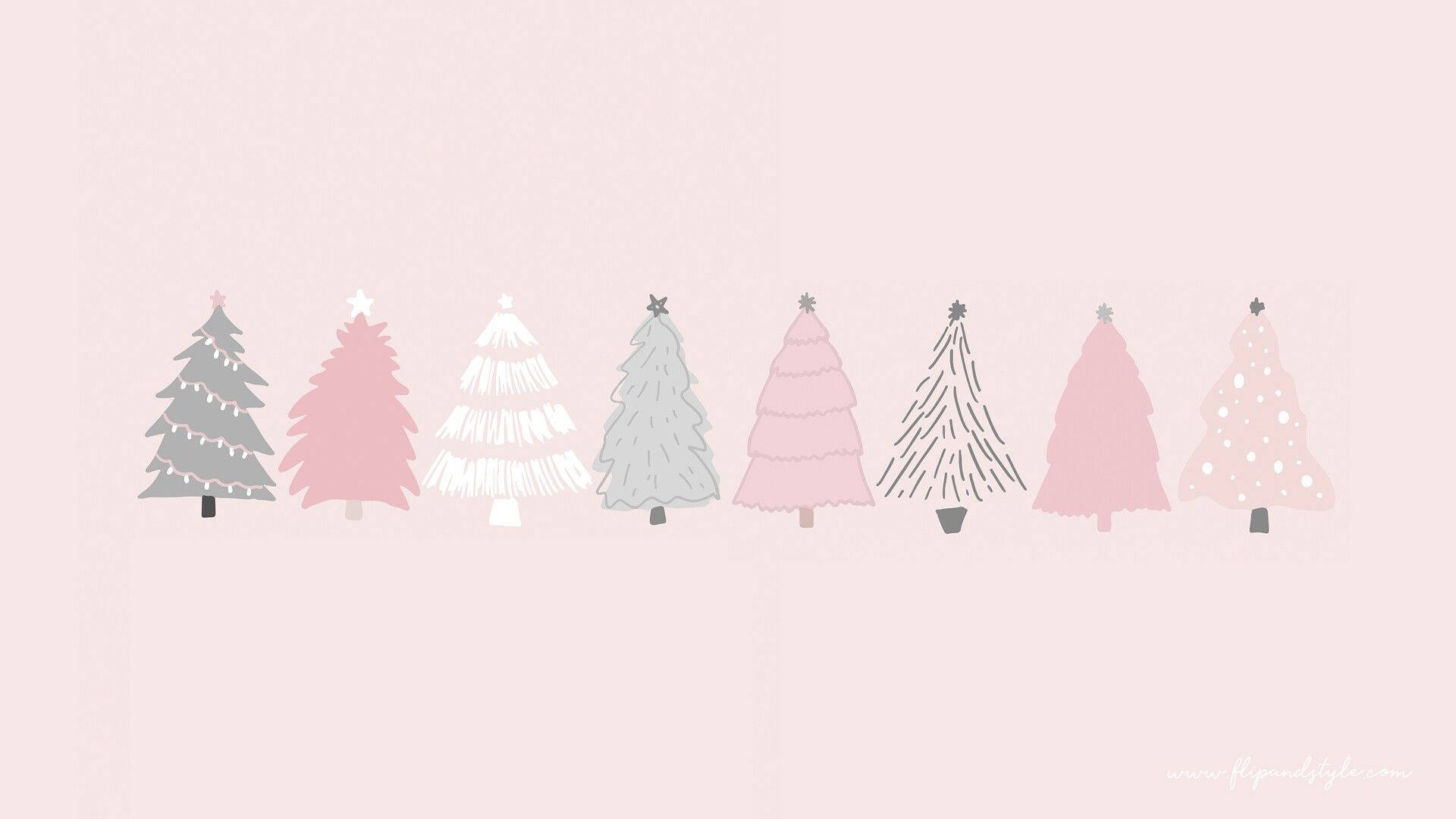ภาพวาดต้นคริสต์มาสสไตล์มินิมอล วอลเปเปอร์