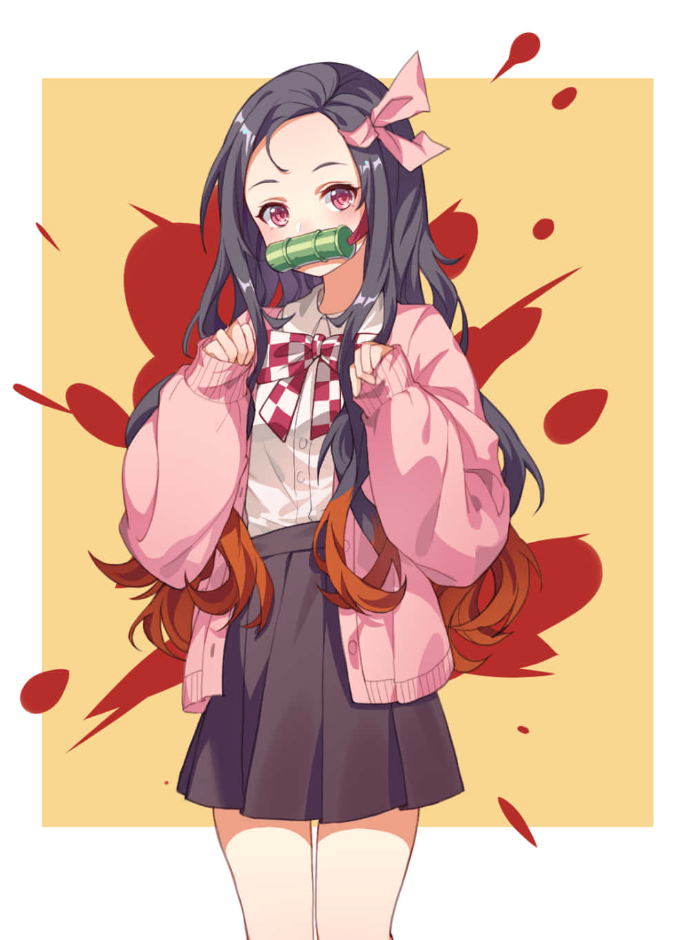 ภาพวาดน่ารักสไตล์อาร์ตของเนซึโกะ คามาโดะ จากเรื่อง Demon Slayer — น่ารัก อนิเมะ GIF วอลเปเปอร์