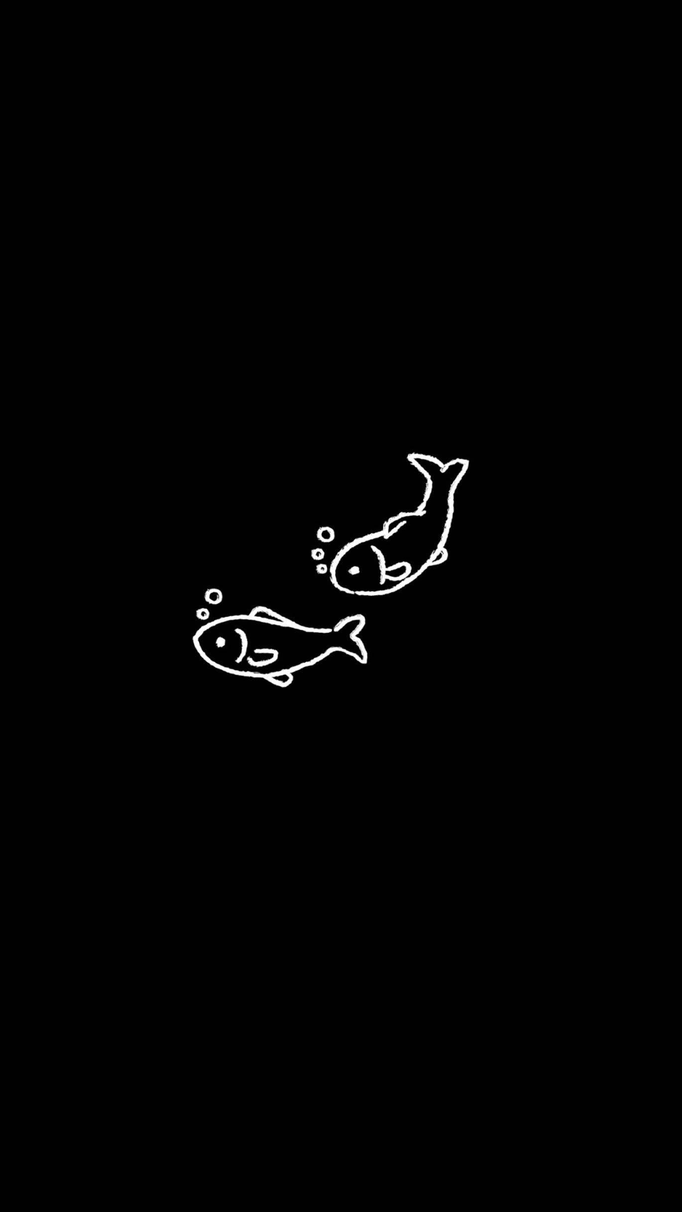 ภาพวาดปลาสีดำน่ารัก วอลเปเปอร์