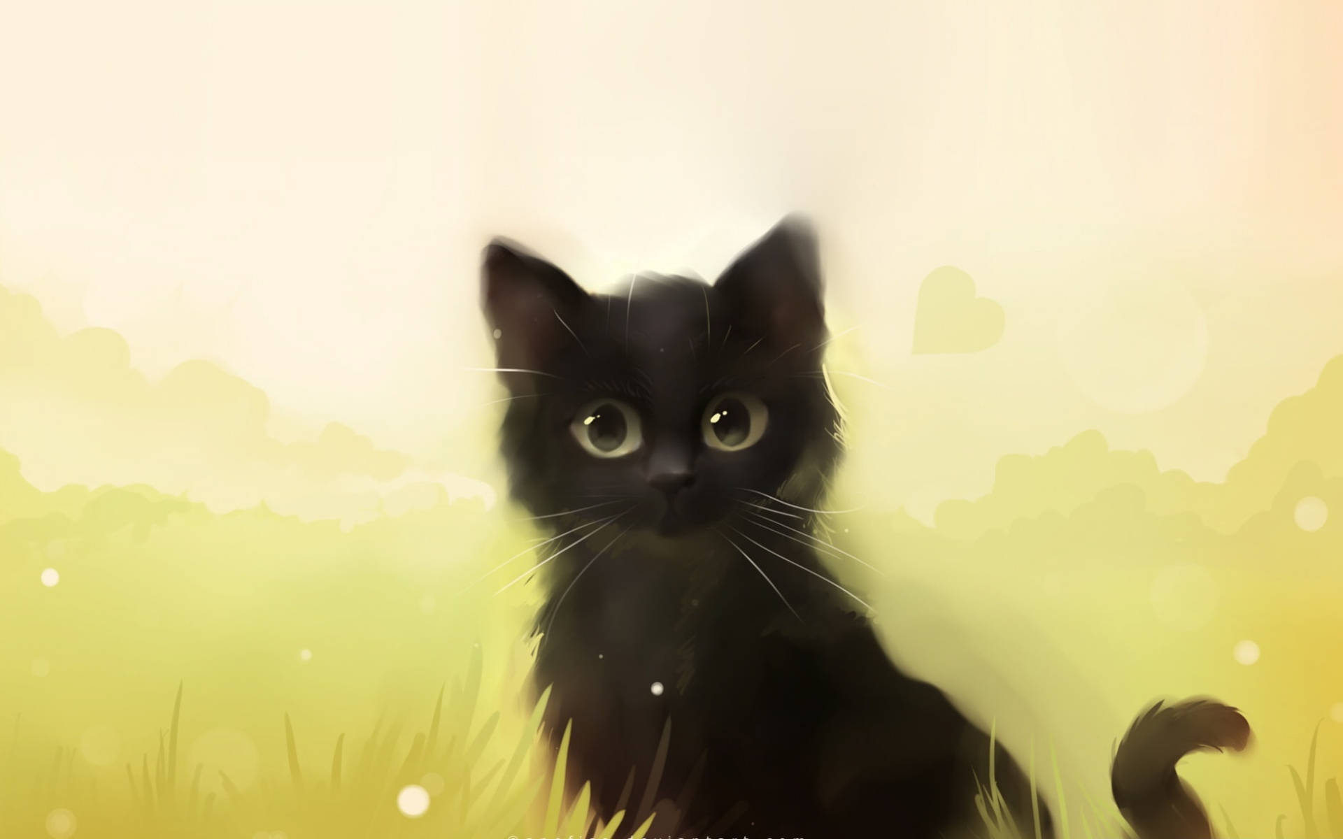 ภาพวาดพาสเทลแมวดำน่ารัก วอลเปเปอร์