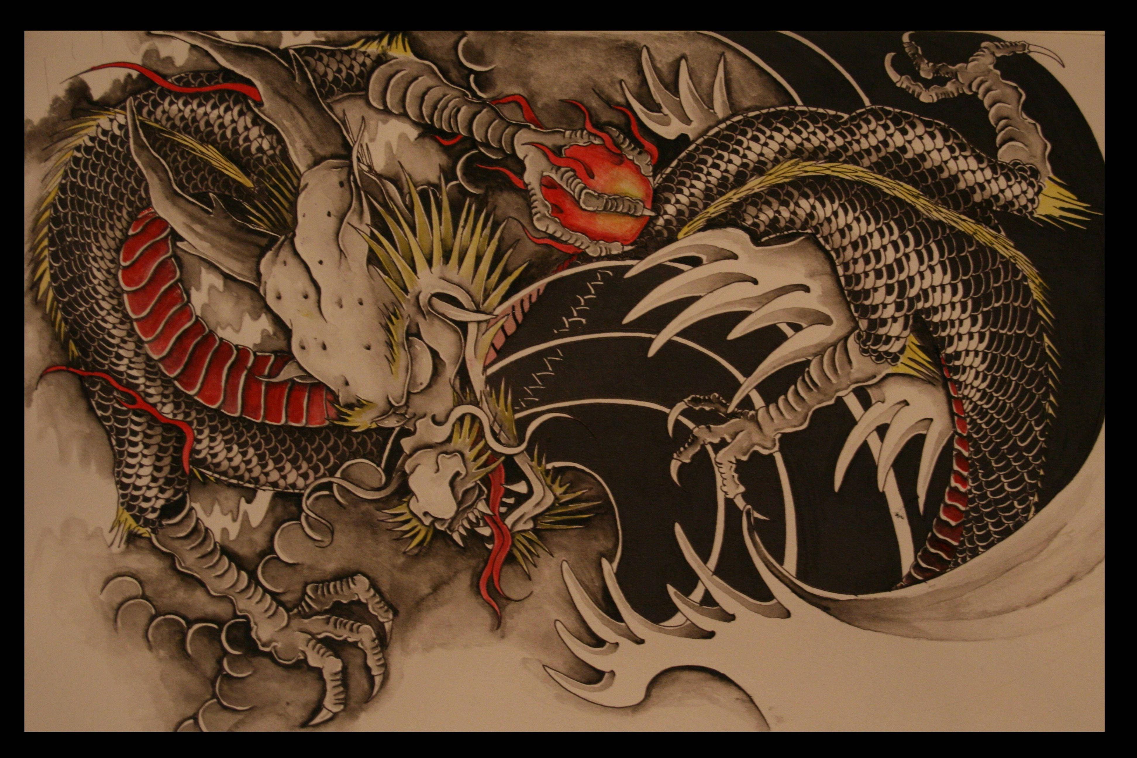 ภาพวาดมังกรญี่ปุ่นสำหรับพีซี วอลเปเปอร์