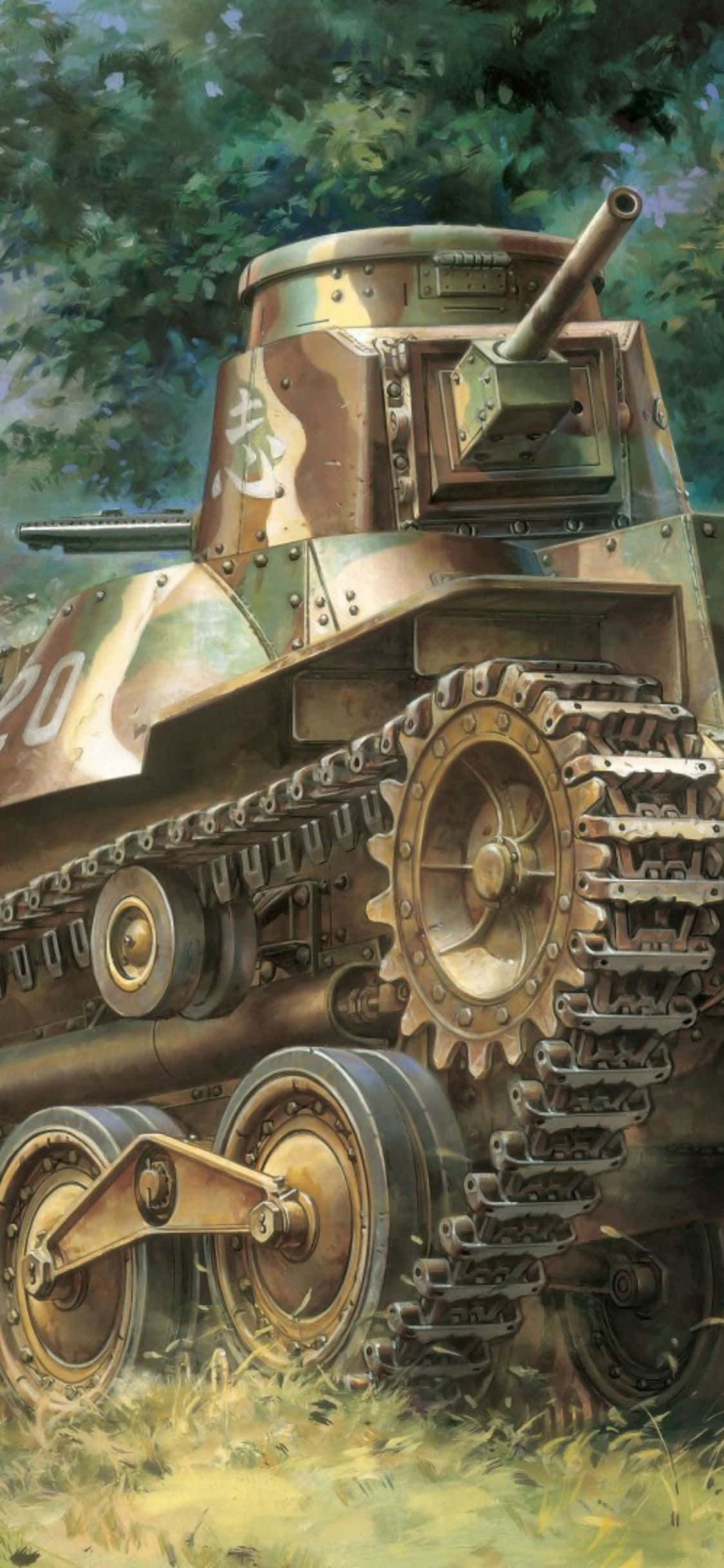 ภาพวาดรถถังในป่า วอลเปเปอร์