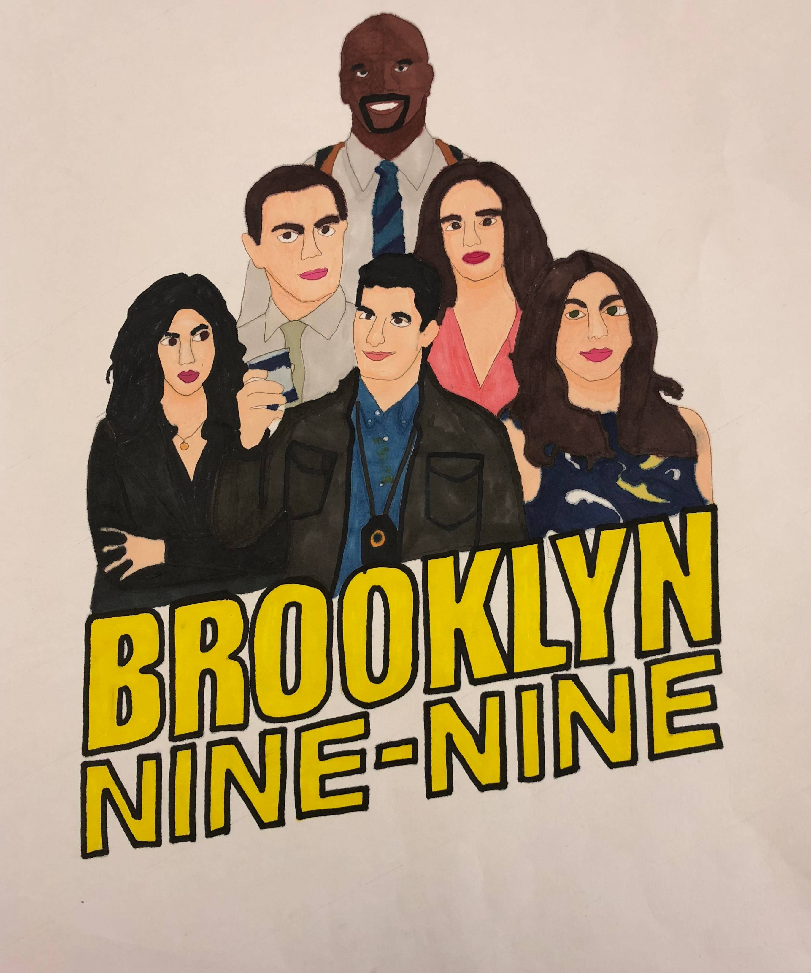 ภาพวาดศิลปะของ Black Ink Mario จาก Brooklyn Nine Nine วอลเปเปอร์