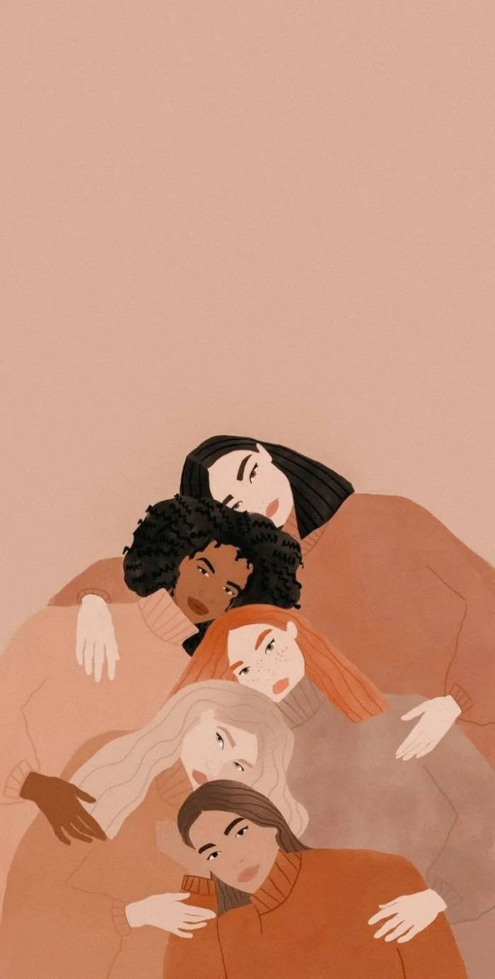 ภาพวาดสตรีสไตล์มินิมอลสำหรับไอโฟน วอลเปเปอร์