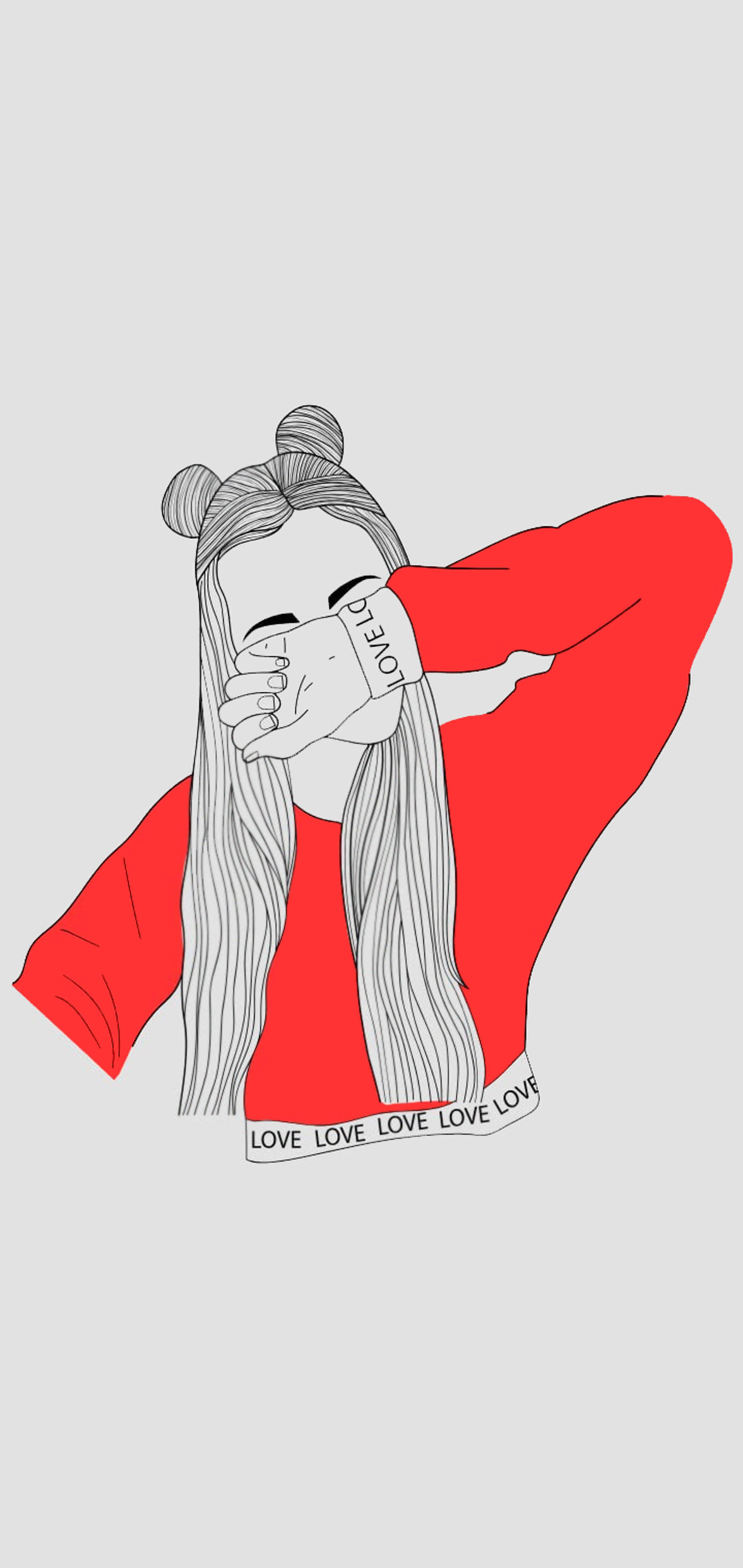 ภาพวาดสาวสไตล์เก๋เศร้า วอลเปเปอร์