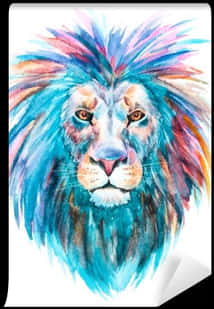 ภาพวาดสิงโตสีสันสดใสสไตล์สีน้ำ วอลเปเปอร์