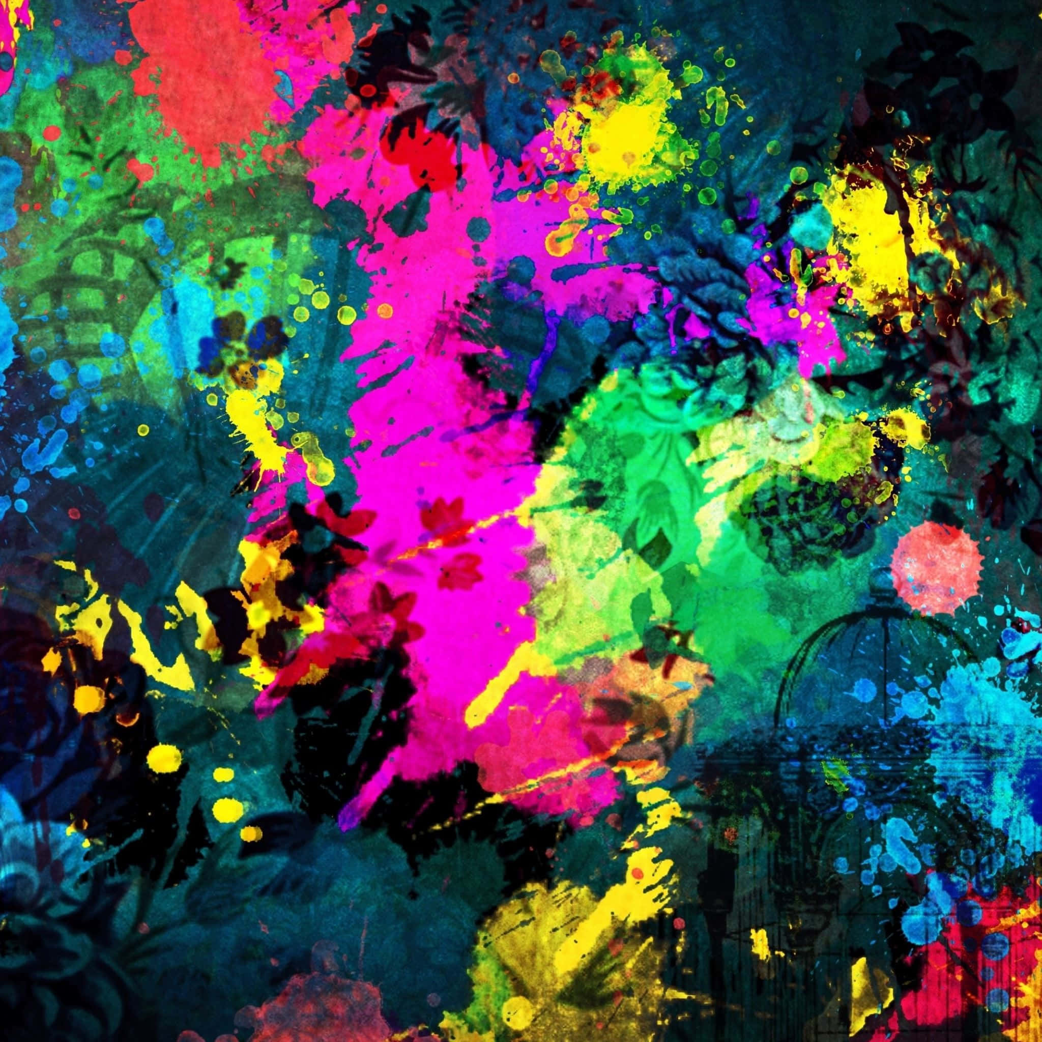 ภาพวาดสีสาดในธีมมืด วอลเปเปอร์