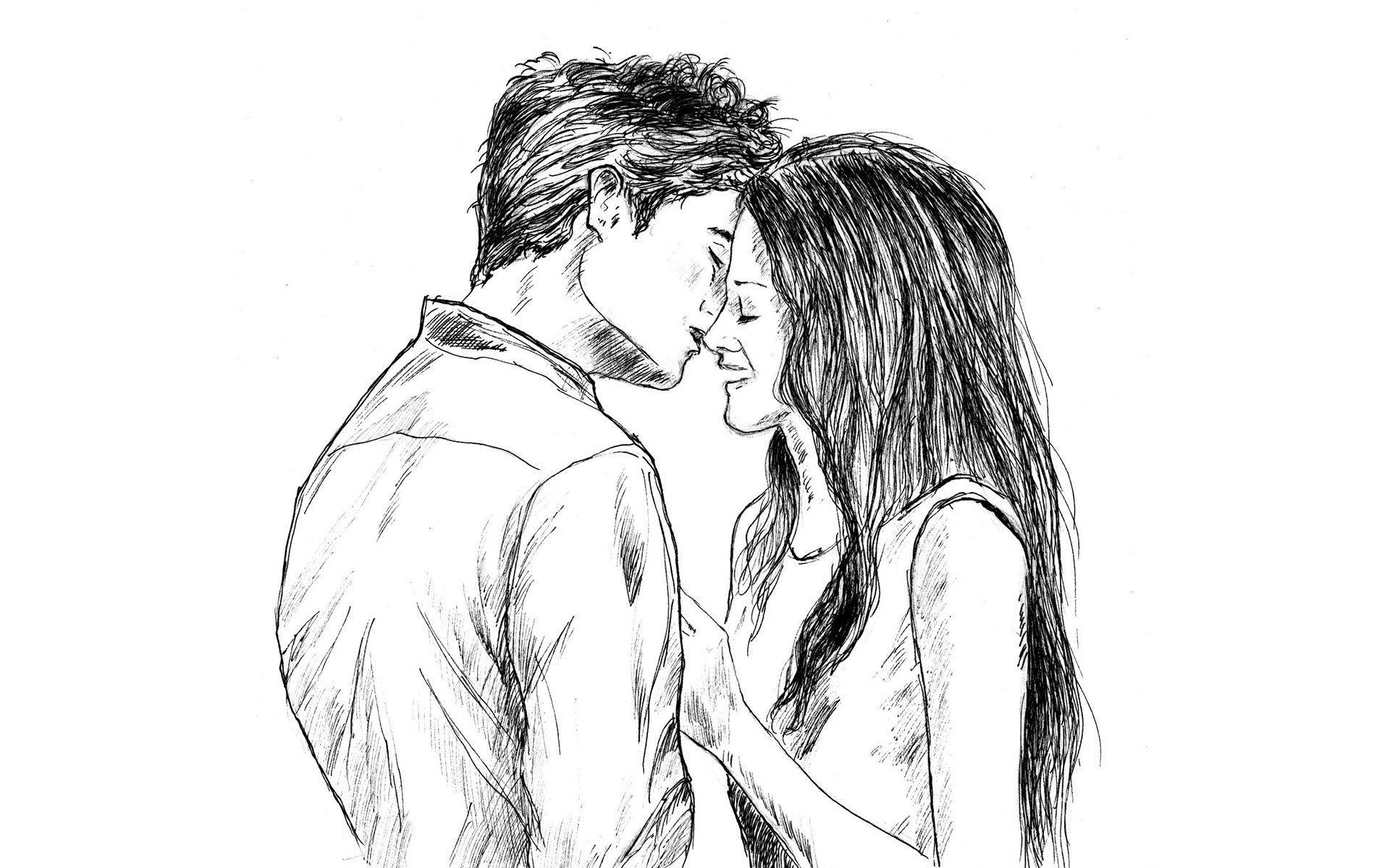 ภาพวาดสุดน่ารักของคู่รัก วอลเปเปอร์