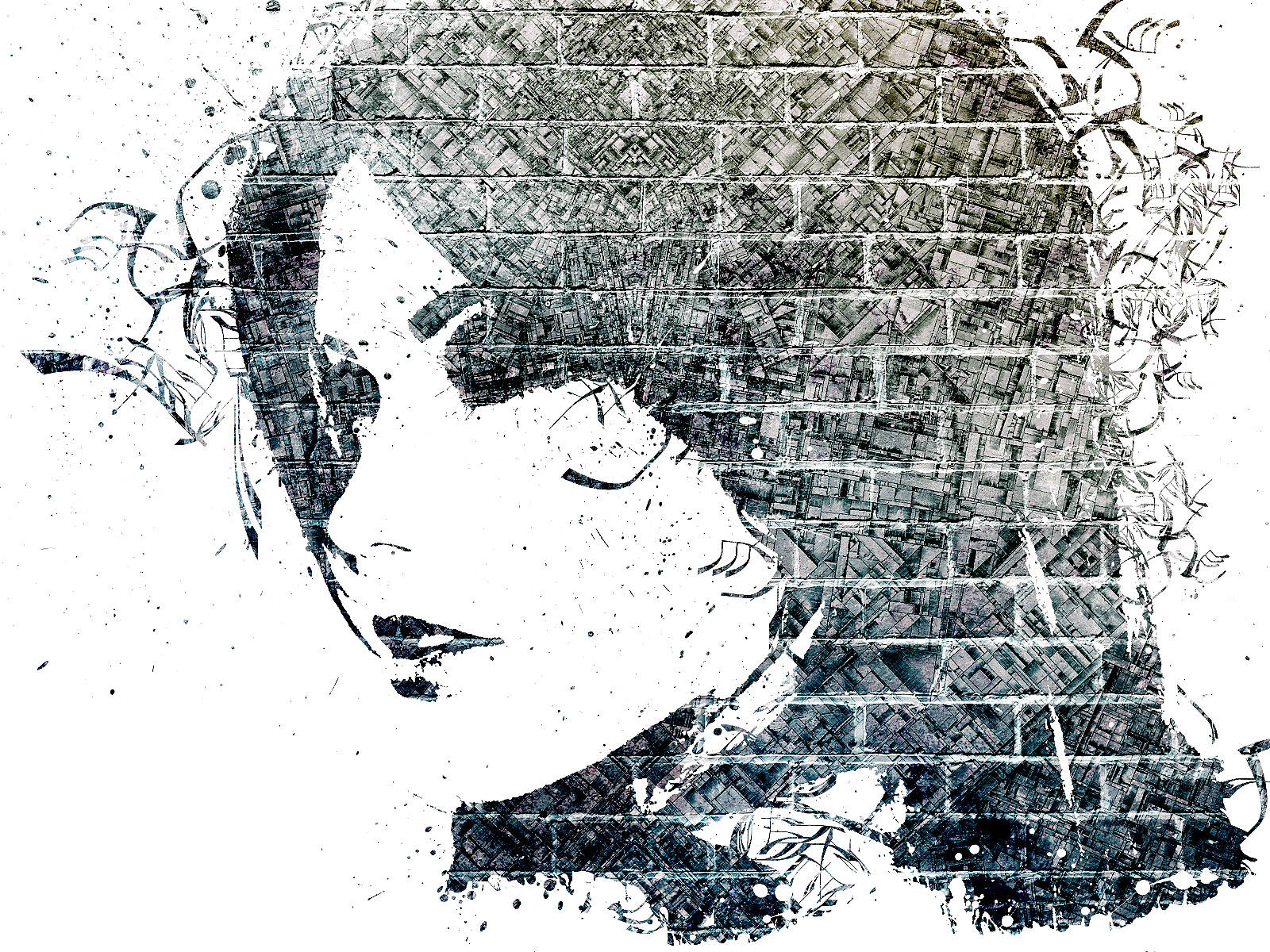 ภาพวาดเจ๋งบนกำแพงอิฐ วอลเปเปอร์
