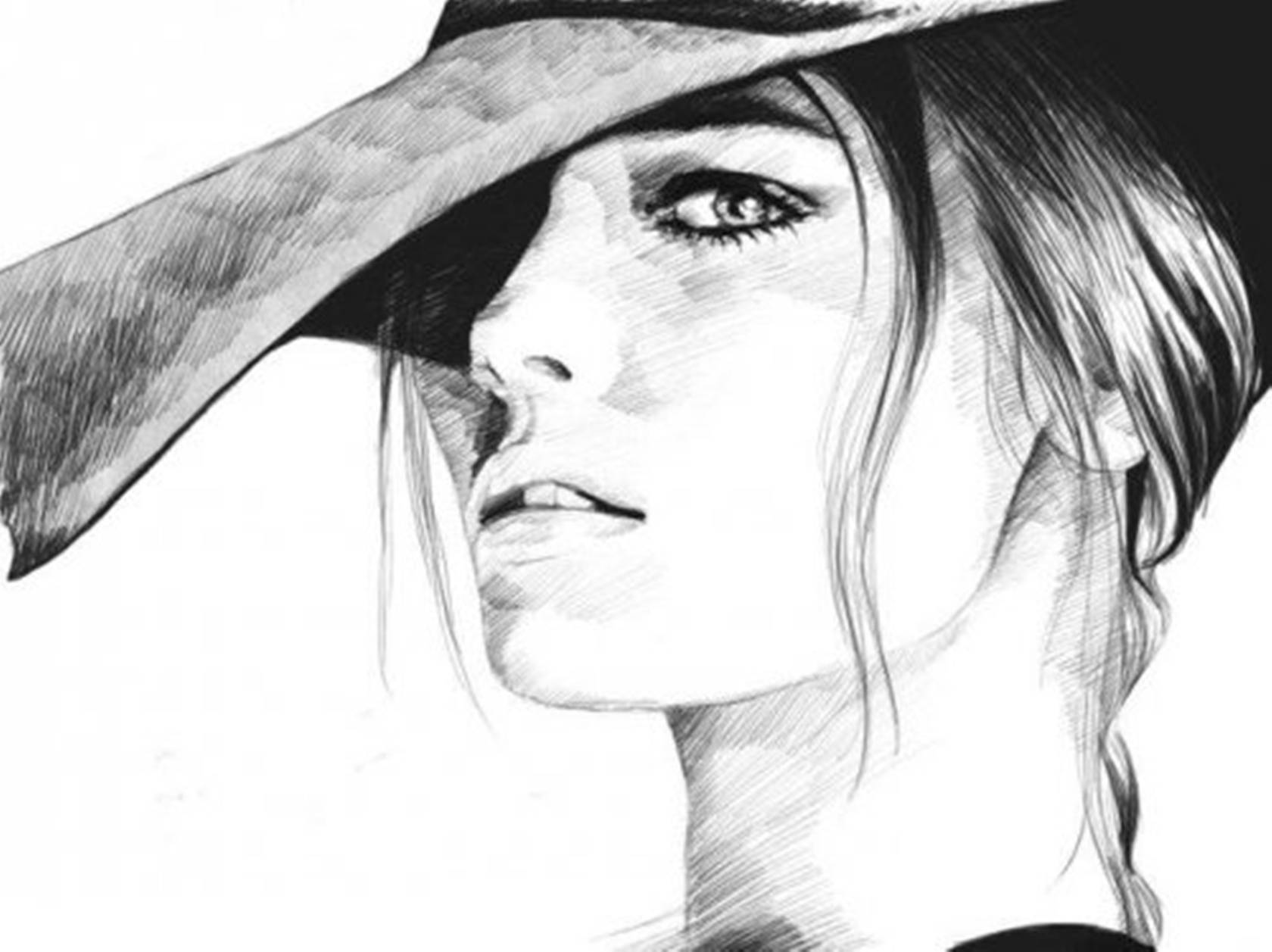 ภาพวาดเจ๋งๆ ของผู้หญิงสวมหมวก วอลเปเปอร์