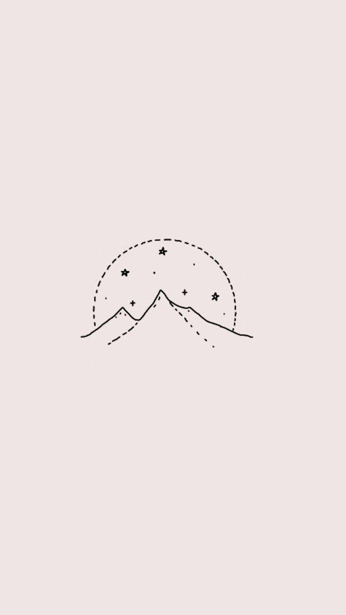 ภาพวาดเส้นดาราและภูเขาสุดเก๋ วอลเปเปอร์