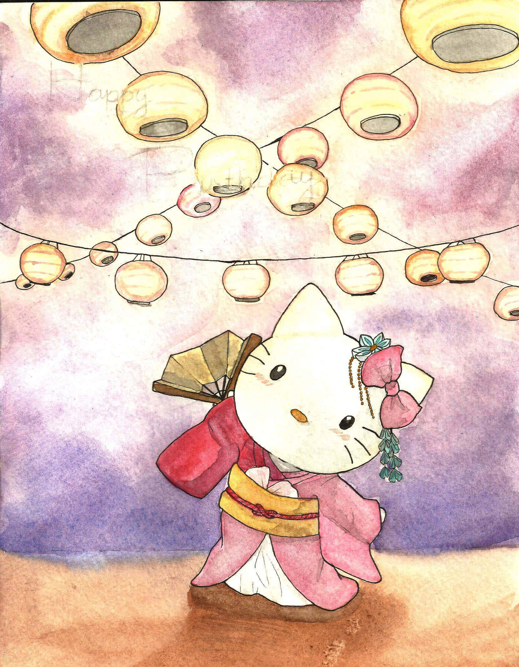 ภาพวาดเฮลโลคิตตี้ Sanrio รูปโปรไฟล์ วอลเปเปอร์