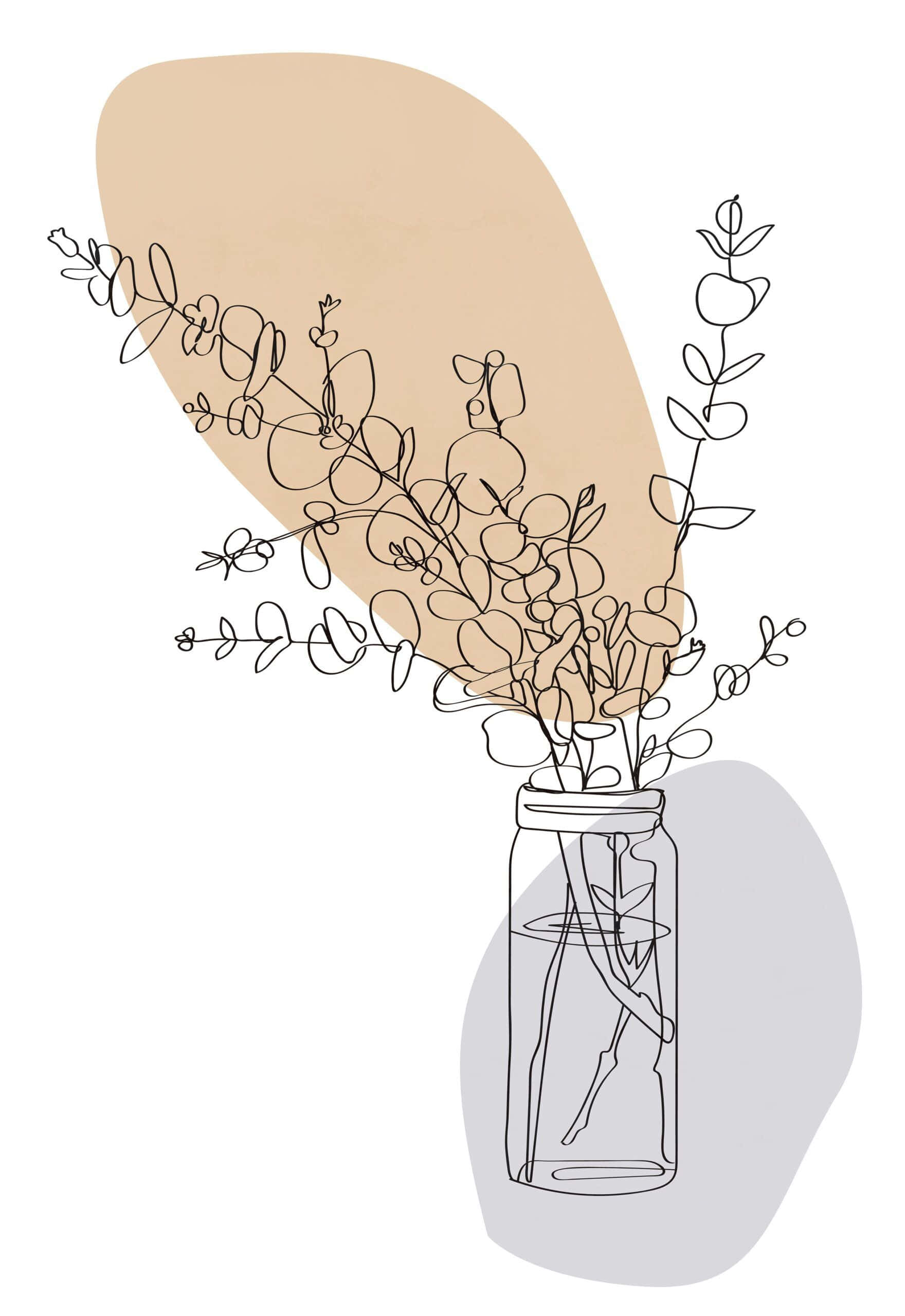 ภาพวาดแจกันที่มีดอกไม้อยู่ข้างใน วอลเปเปอร์