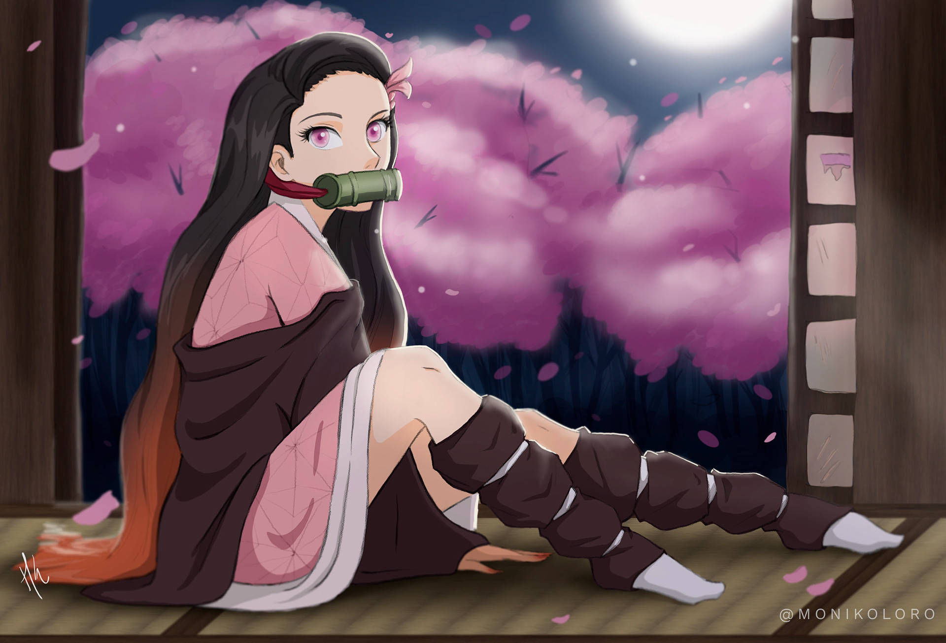 ภาพวาดแฟนอาร์ตของเนซึโกะจากดาบพิฆาตอสูร วอลเปเปอร์