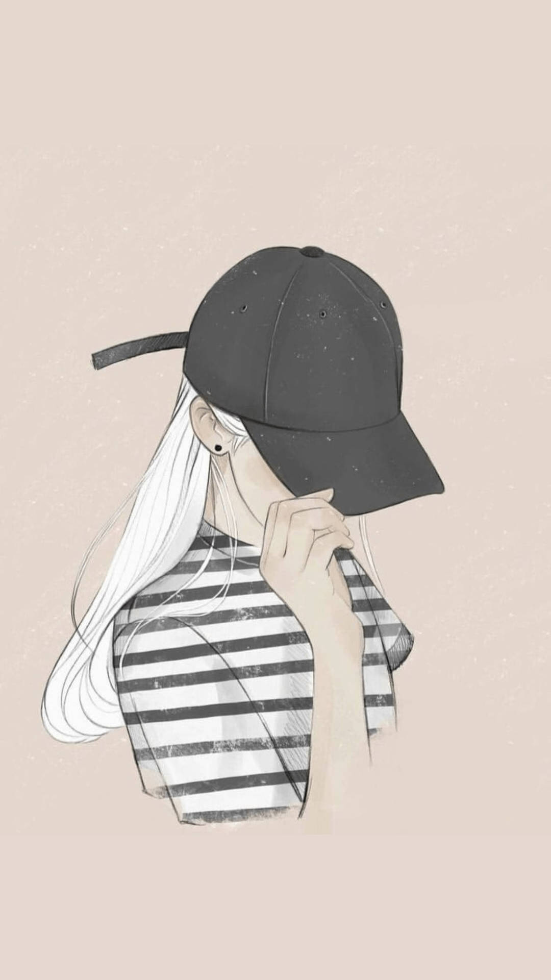 ภาพสเก็ตช์สาวสวมหมวกแนวอาร์ต — สุนทรียภาพศิลปะ GIF วอลเปเปอร์