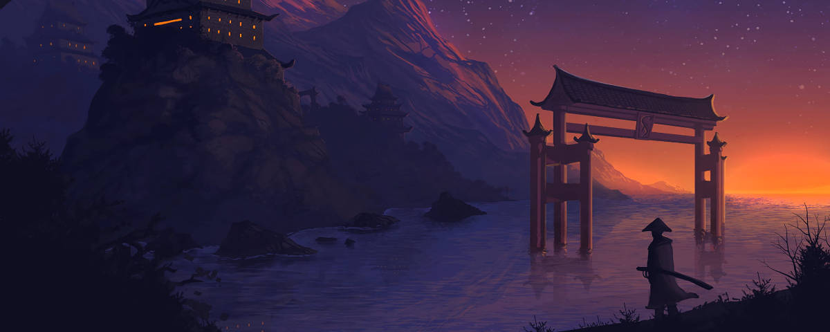 ภาพเงาซามูไร 1200x480 วอลเปเปอร์