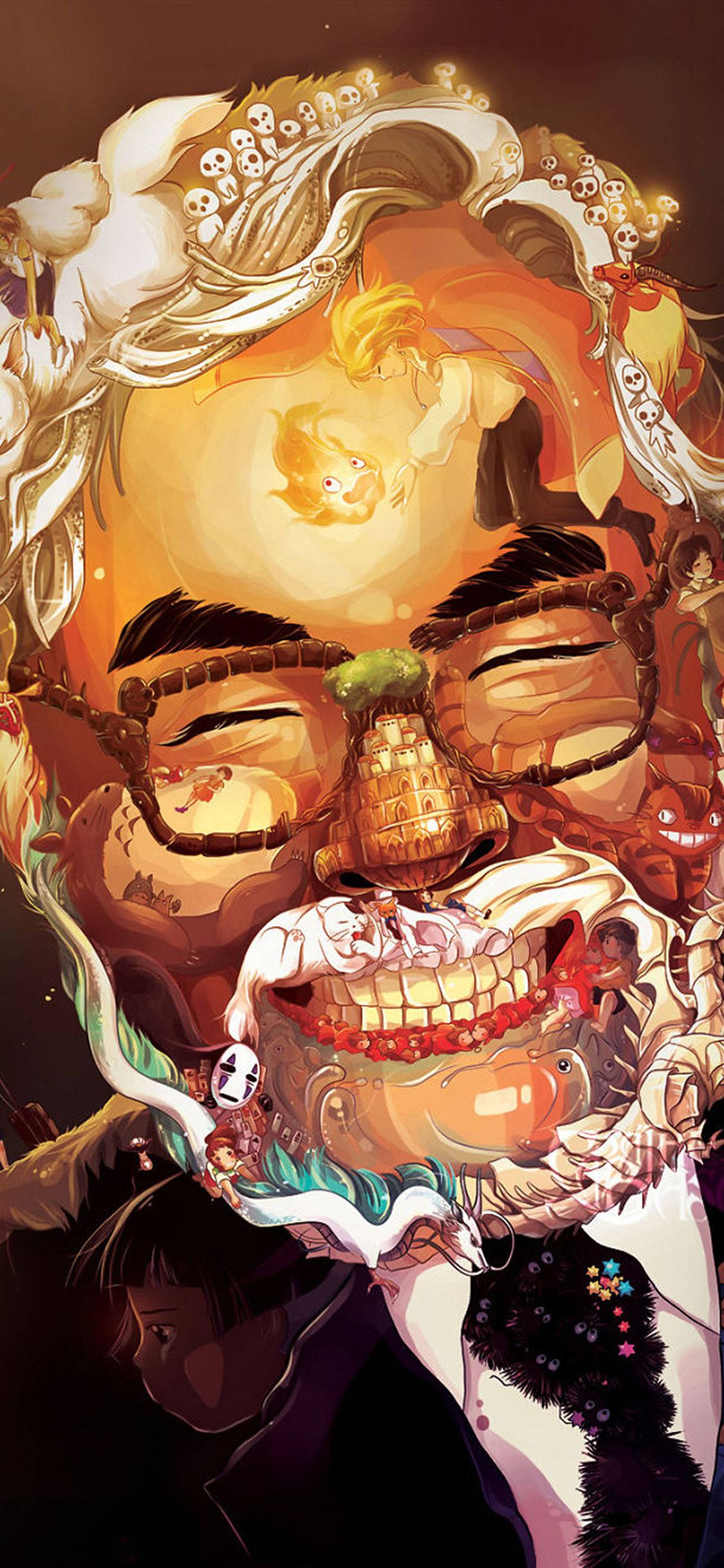 ภาพเหมือนศิลปะ Hayao Miyazaki สตูดิโอจิบลิสำหรับ iPhone วอลเปเปอร์