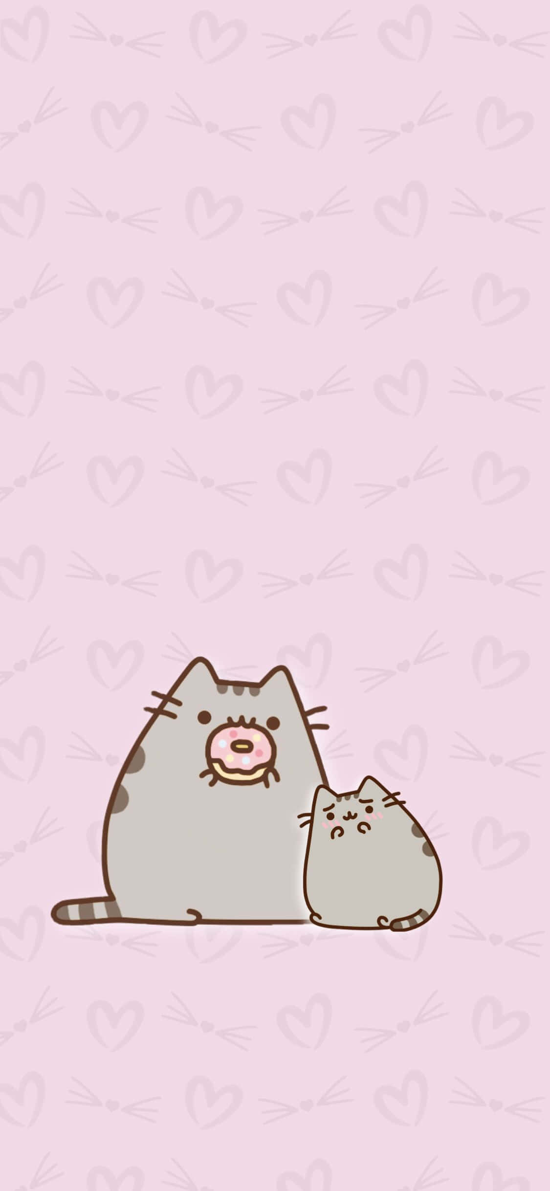 ภาพแมวน่ารักกินโดนัทสyle Kawaii วอลเปเปอร์