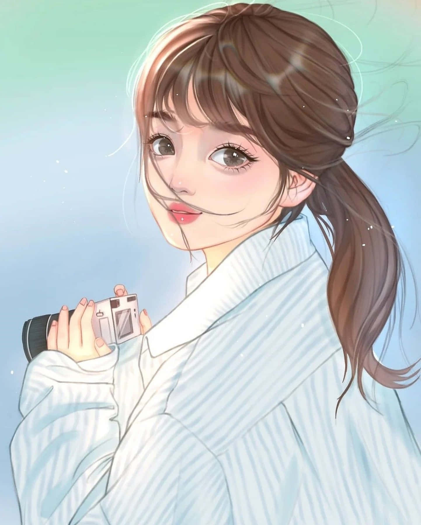 ภาพโปรไฟล์อนิเมะสาวน่ารักถือกล้อง วอลเปเปอร์