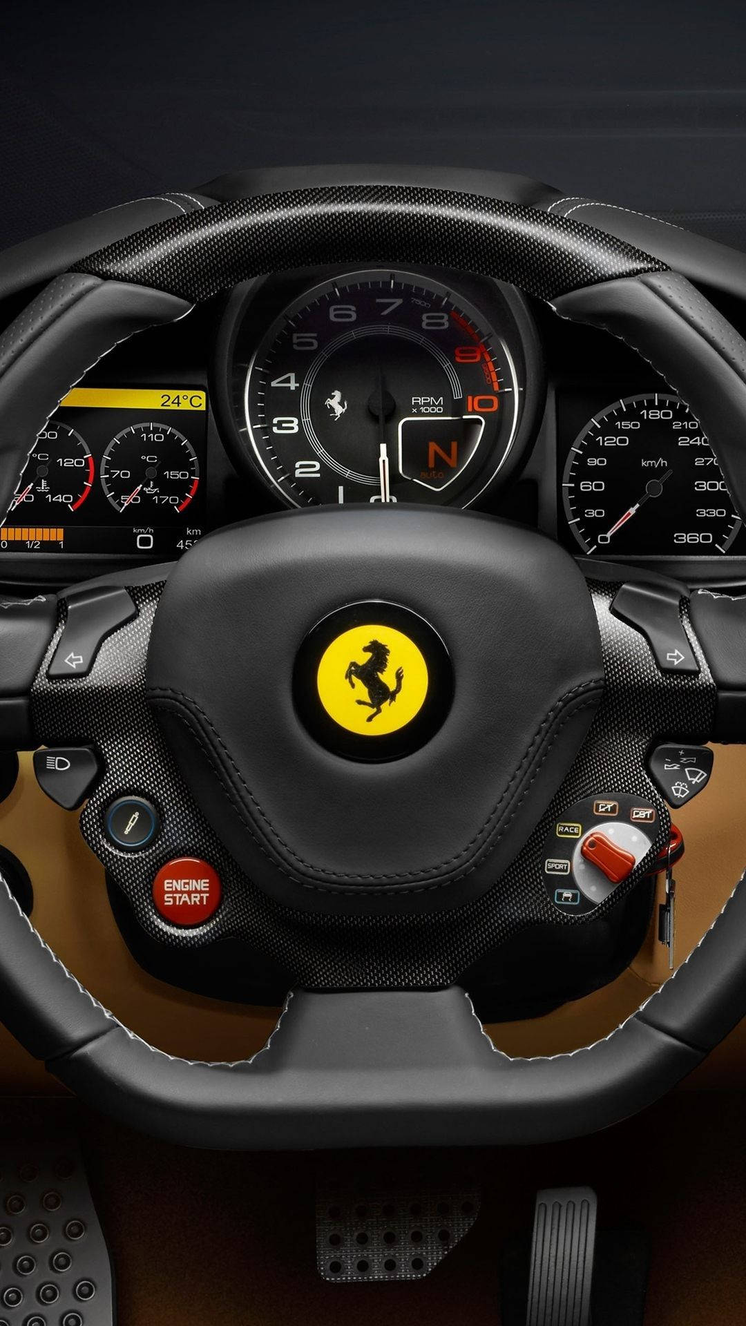 ภายในรถสปอร์ต Ferrari สำหรับ iPhone วอลเปเปอร์