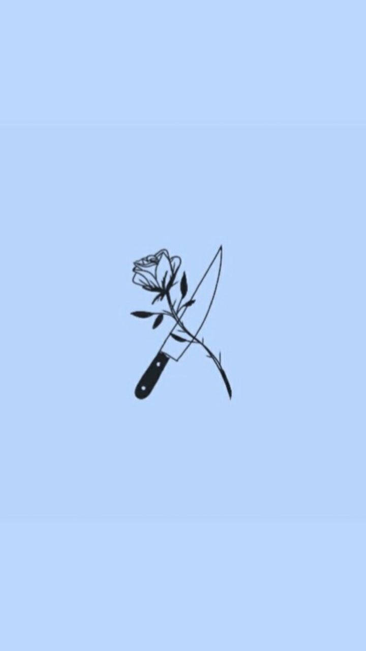 วอลเปเปอร์มือถือมีดกับกุหลาบสไตล์มินิมอล — Aesthetic วอลเปเปอร์