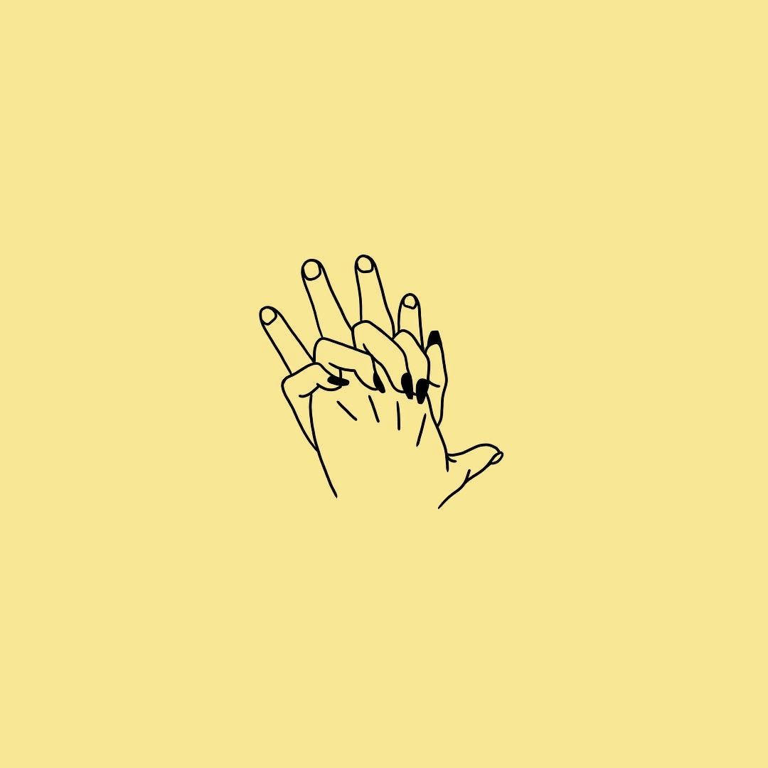 มือที่ประสานกันสไตล์พาสเทลเหลือง — สุนทรียภาพศิลปะ GIF วอลเปเปอร์