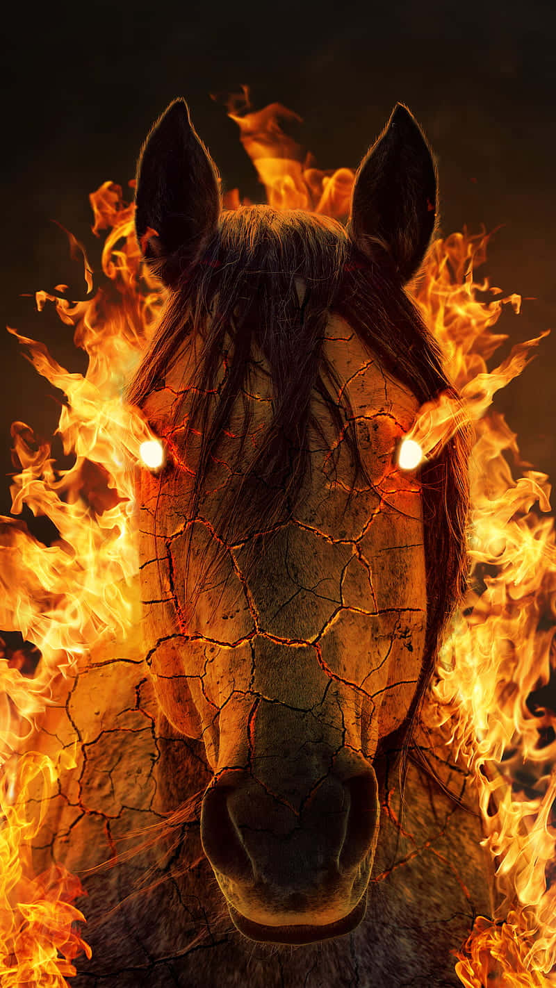 ม้าที่กำลังลุกไหม้กับไฟแอนดรอยด์ วอลเปเปอร์