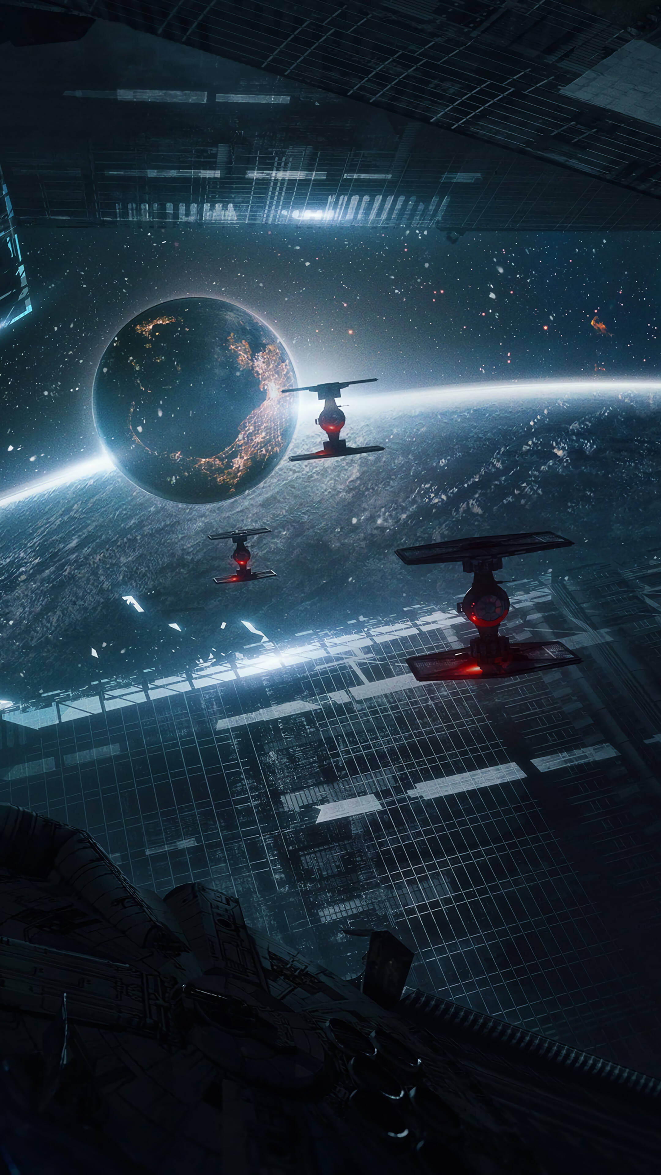 ยาน Tie Fighters ในอวกาศ 4K สำหรับมือถือ วอลเปเปอร์