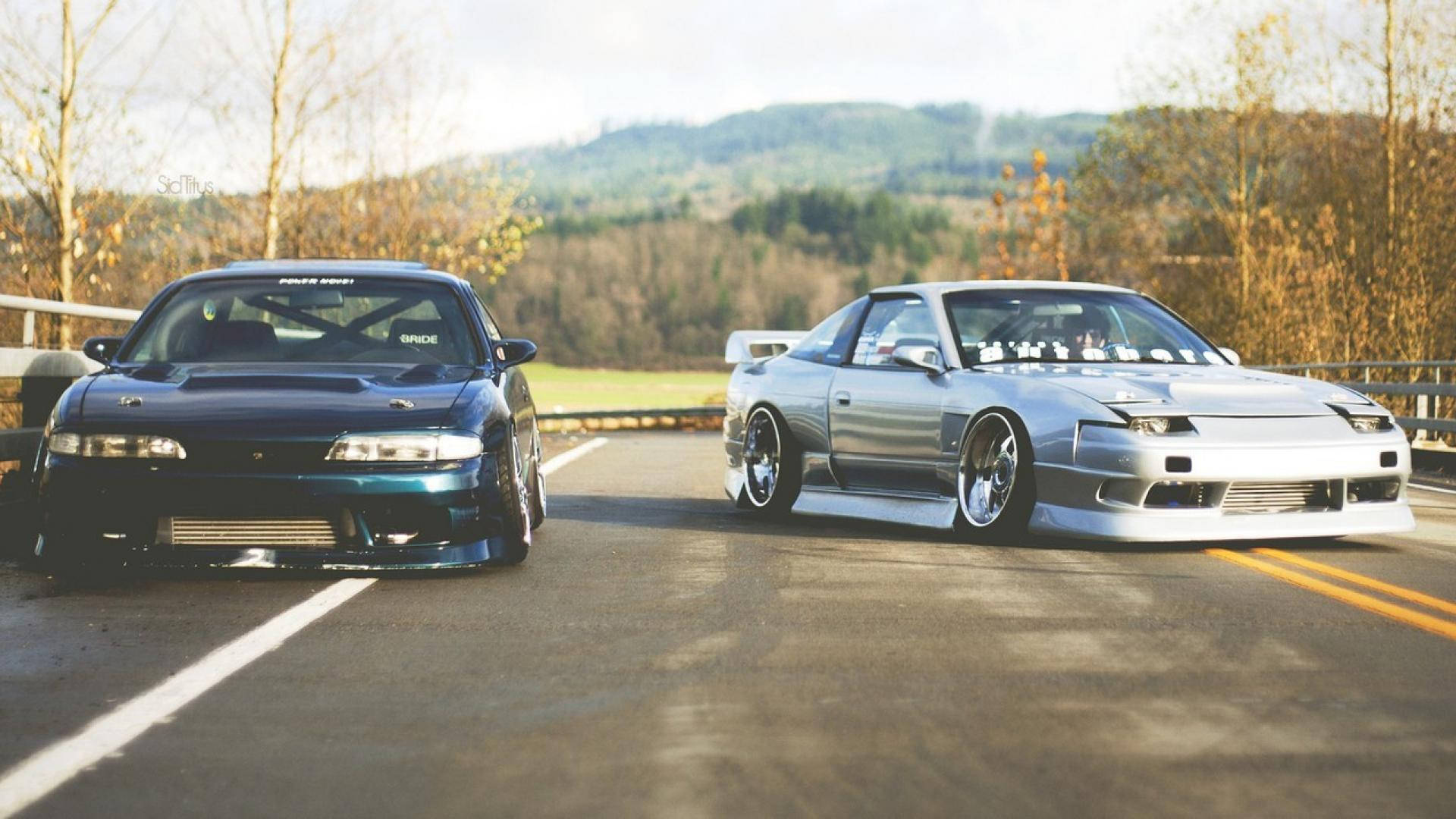 รถ JDM จอดบนถนน วอลเปเปอร์