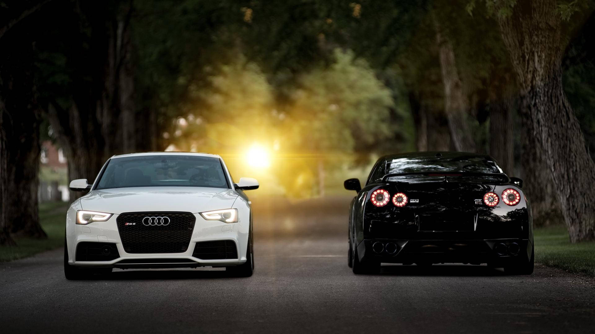 รถ Nissan GTR สีขาวดำ — รถยนต์ วอลเปเปอร์